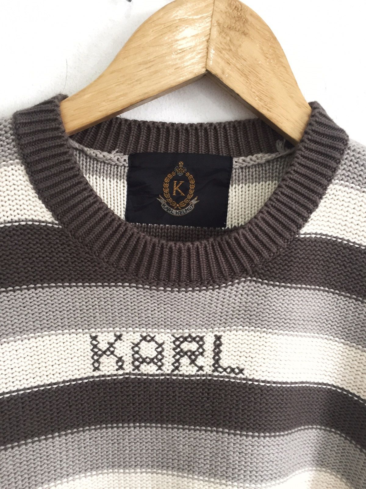 Blue Blue Japan Karl Helmut Spell Out Jail Striped Knitted Jumper Size US L / EU 52-54 / 3 - 1 Thumbnail