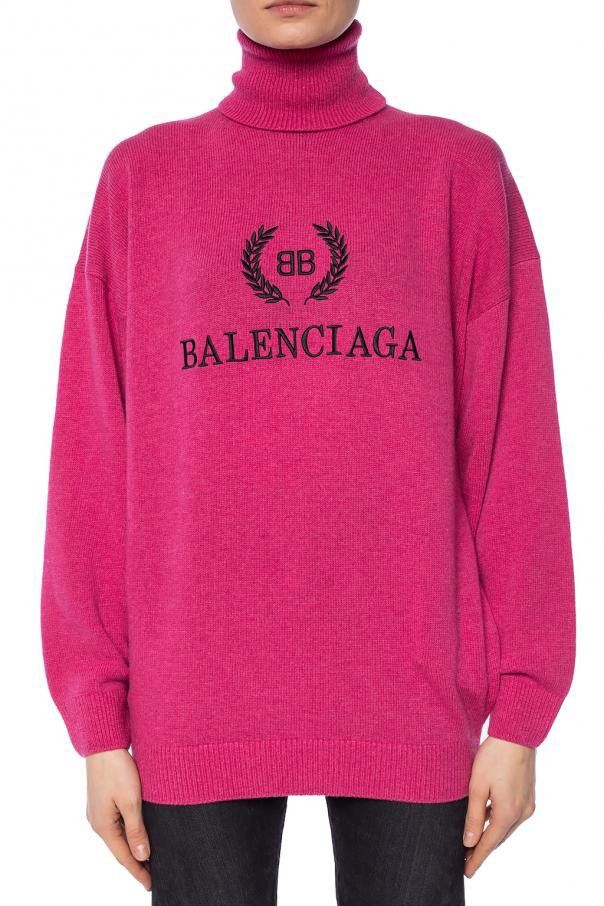 image of Balenciaga Embroidered Turtleneck in Pink, Women's (Size Small)