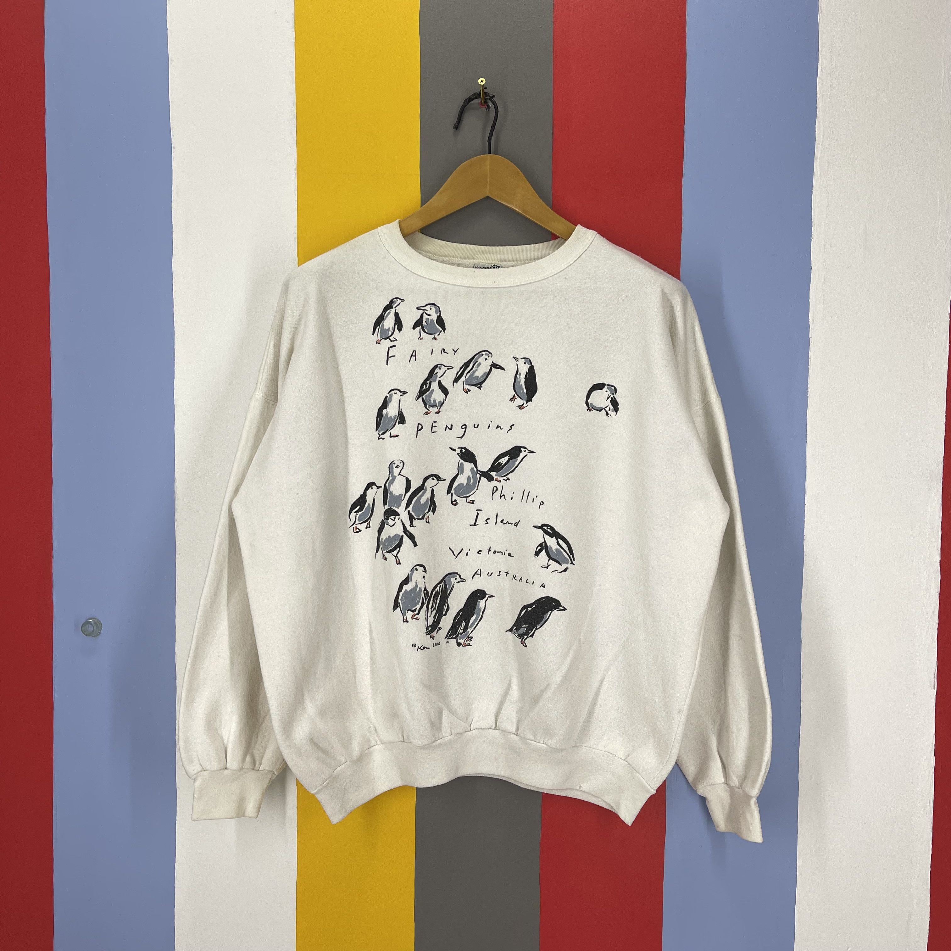 image of Art x Vintage 90's Down Under Australia By Ken Done Sweatshirt 1174/an in White, Men's (Size Large)