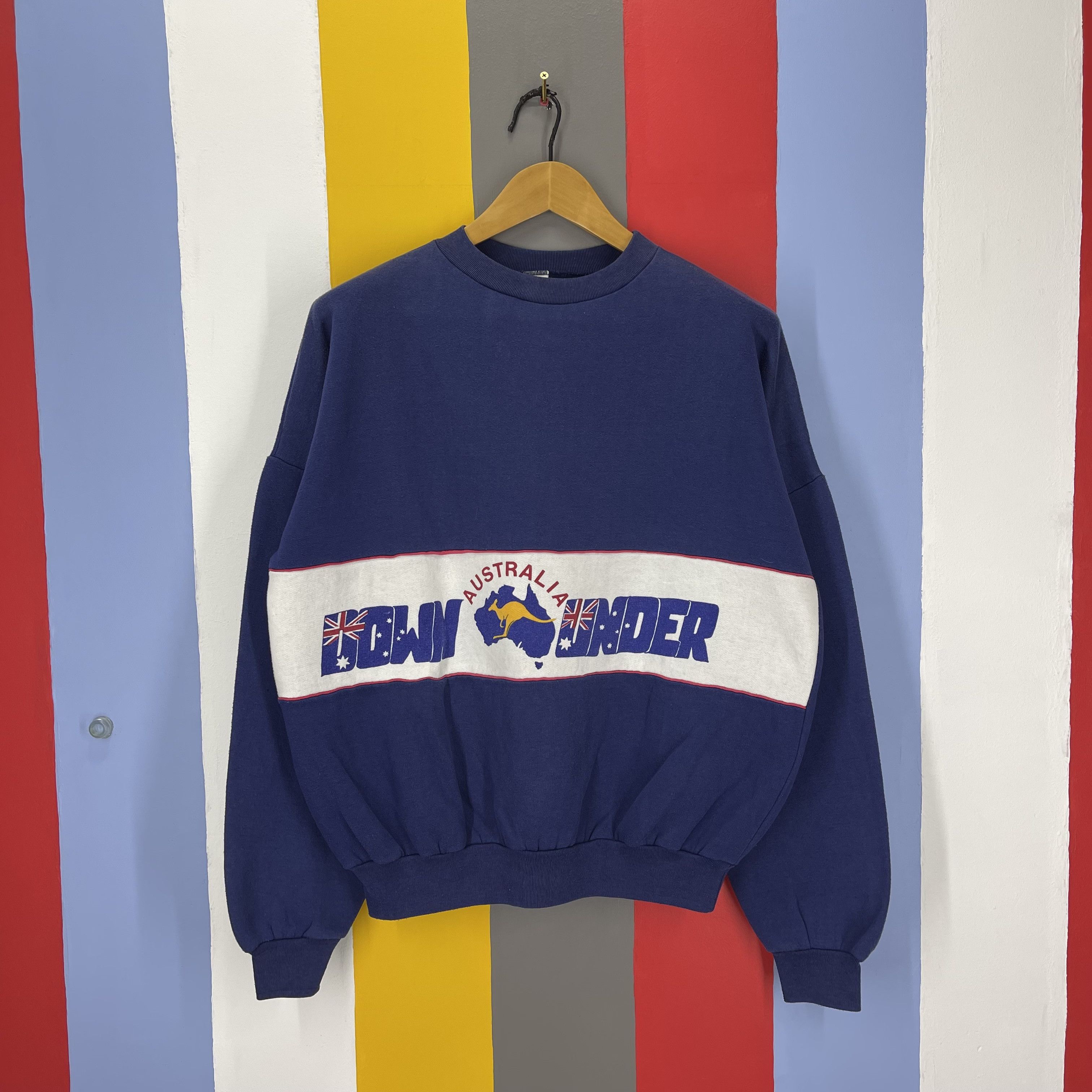 Vintage 90s Vintage DOWN UNDER AUSTRALIA Stripe Sweatshirt #1175/AN Size US L / EU 52-54 / 3 - 1 Thumbnail