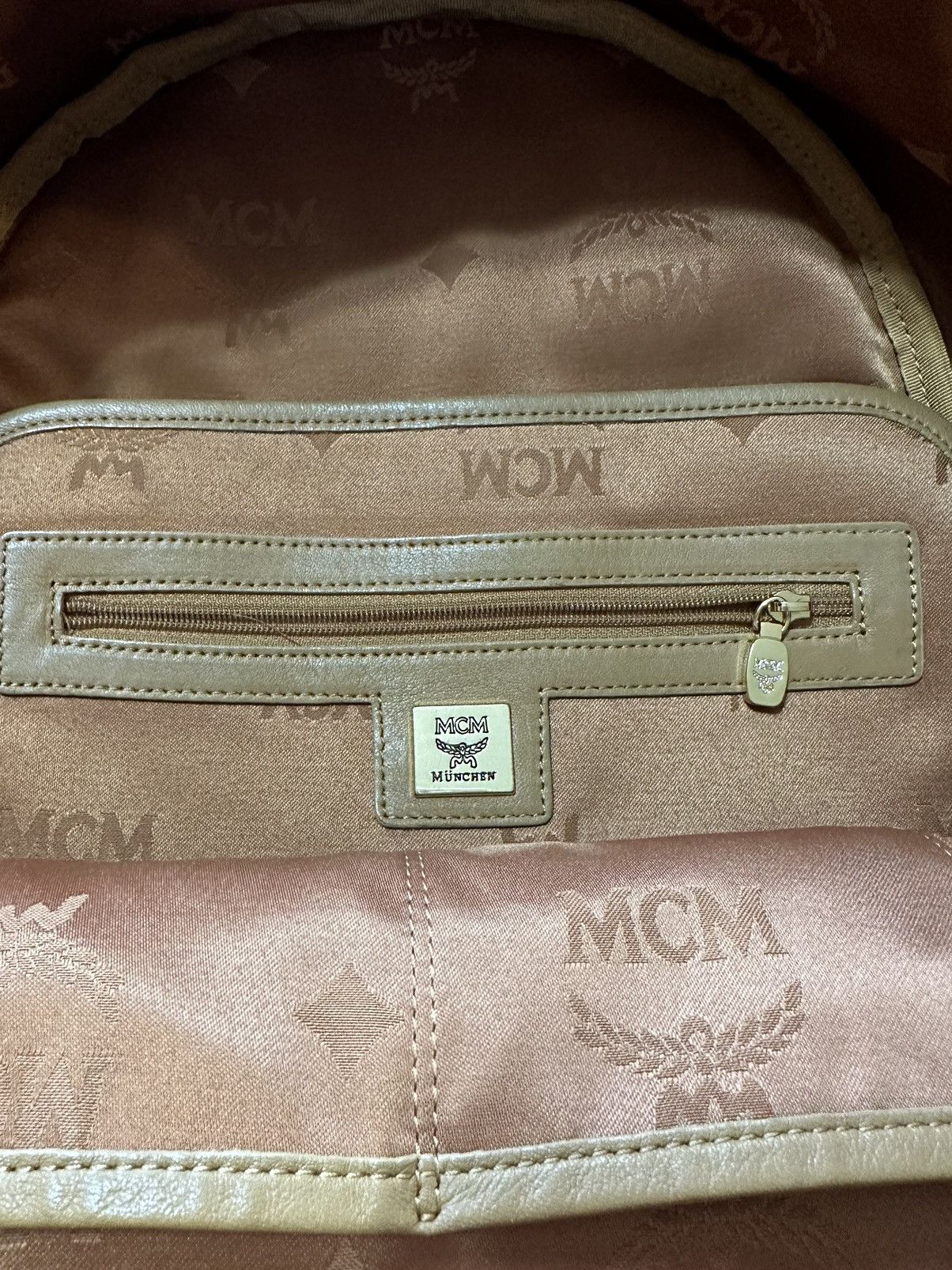 Designer MCM Cognac Backpack with Studs Designer Bag Size ONE SIZE - 7 Thumbnail
