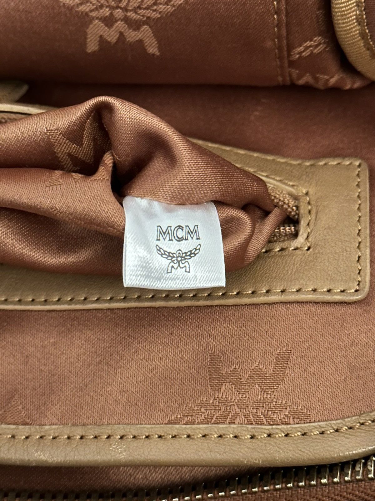 Designer MCM Cognac Backpack with Studs Designer Bag Size ONE SIZE - 9 Thumbnail