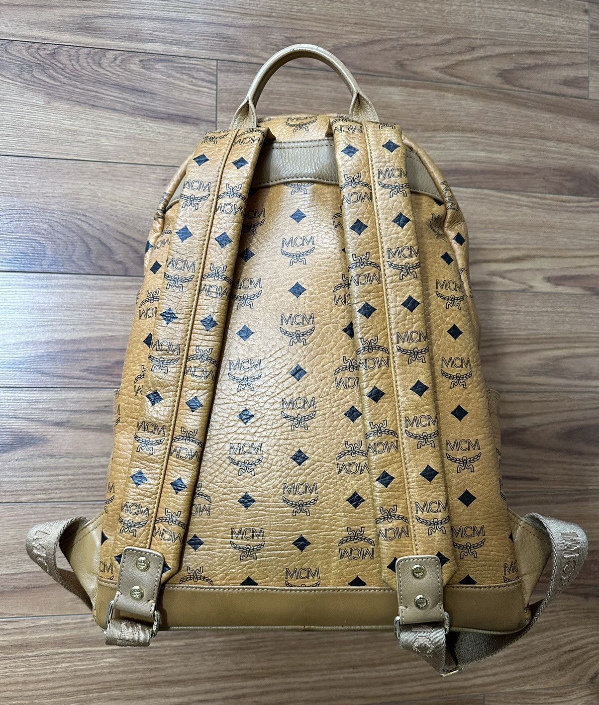 Designer MCM Cognac Backpack with Studs Designer Bag Size ONE SIZE - 4 Thumbnail