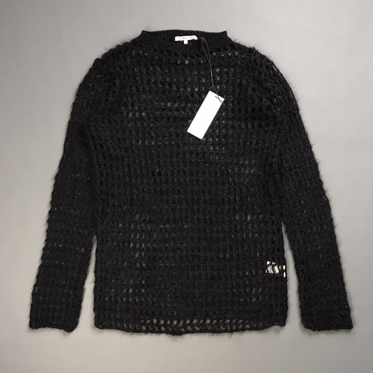 image of Helmut Lang - Handknit Crochet Pullover in Black, Women's (Size XS)