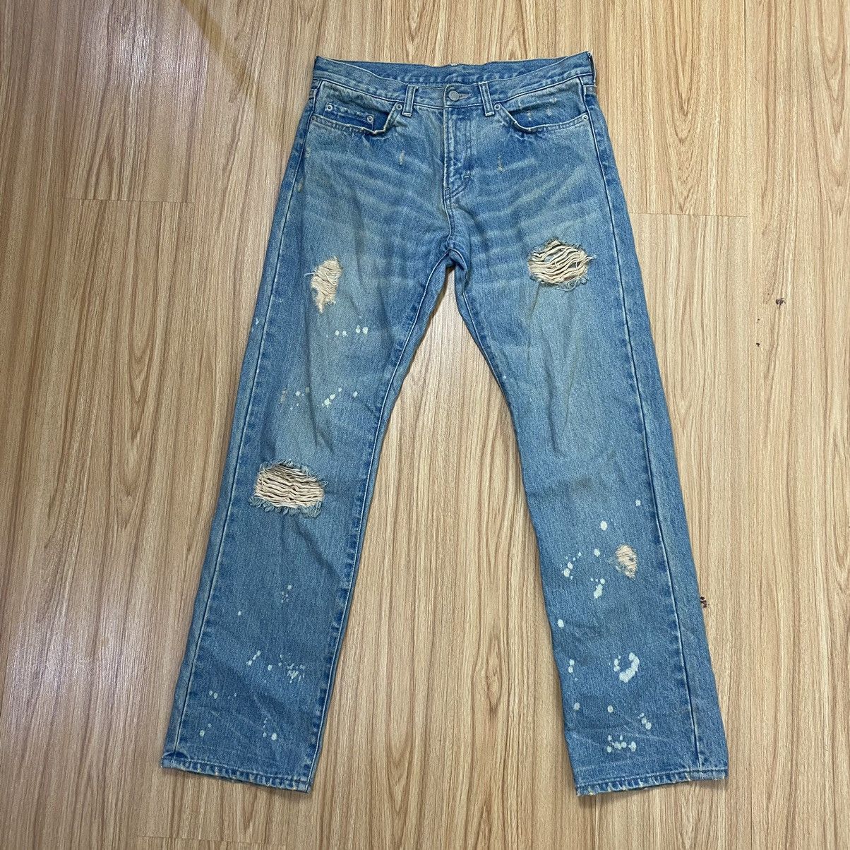 Japanese Brand MOMENT DISTRESSED DENIM NICE DESIGN PANTS Size US 31 - 2 Thumbnail