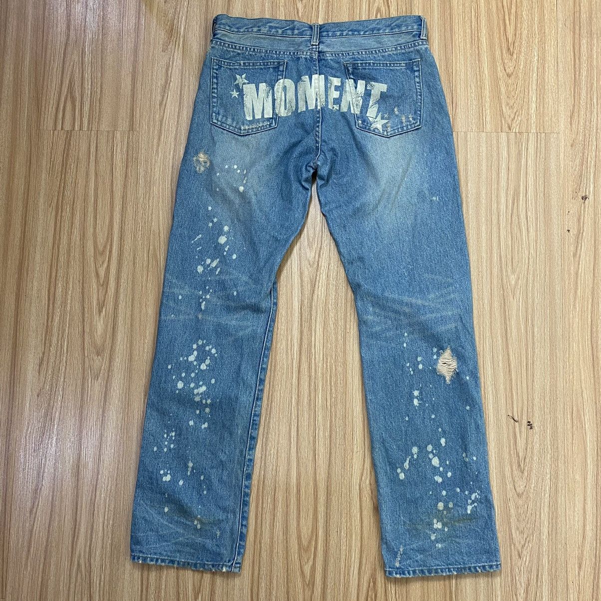 Japanese Brand MOMENT DISTRESSED DENIM NICE DESIGN PANTS Size US 31 - 1 Thumbnail