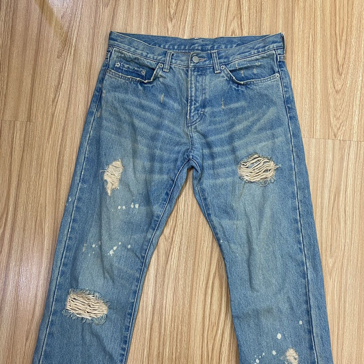 Japanese Brand MOMENT DISTRESSED DENIM NICE DESIGN PANTS Size US 31 - 3 Thumbnail