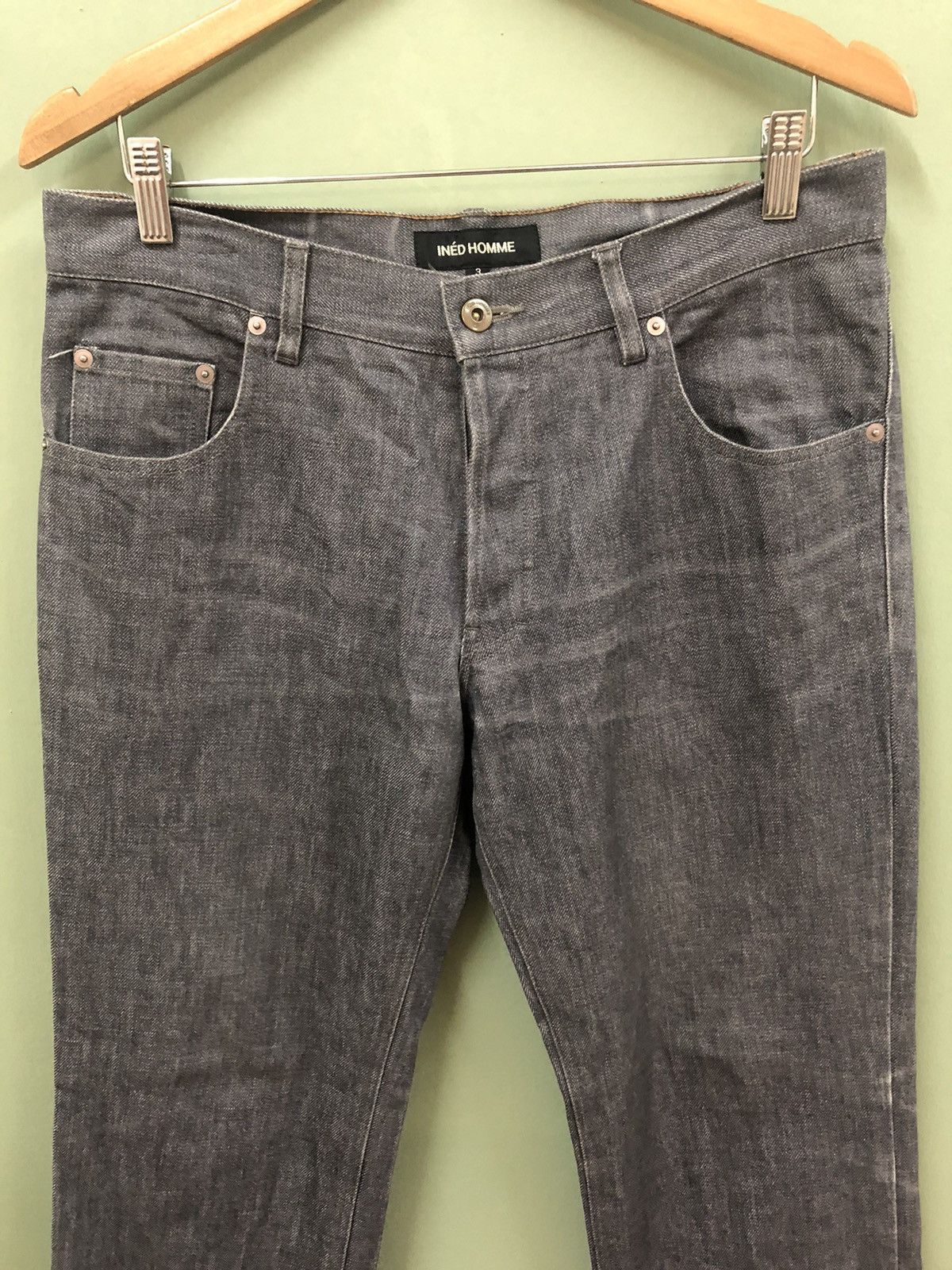 Japanese Brand INÉD HOMME BY YOHJI - RELAXED FIT BASIC HEATHER DENIM JEANS Size US 32 / EU 48 - 2 Thumbnail