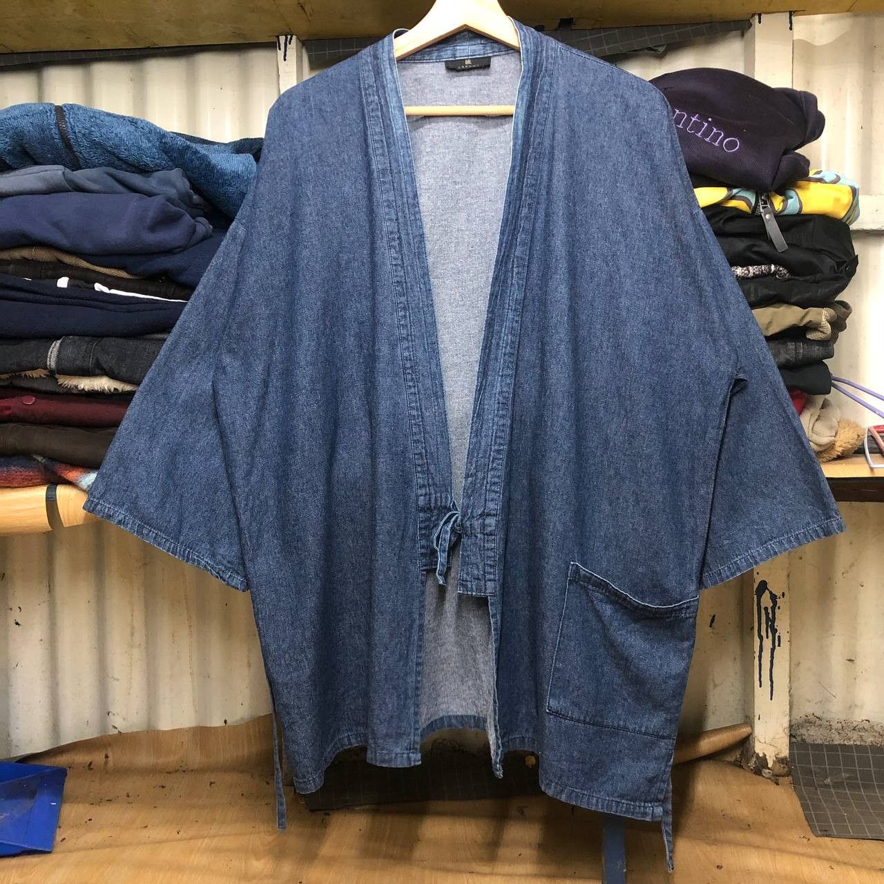 image of Indigo x Kimono Japan Dragon Vintage Takumi Japanese Traditional Designer Kimono, Men's (Size Large