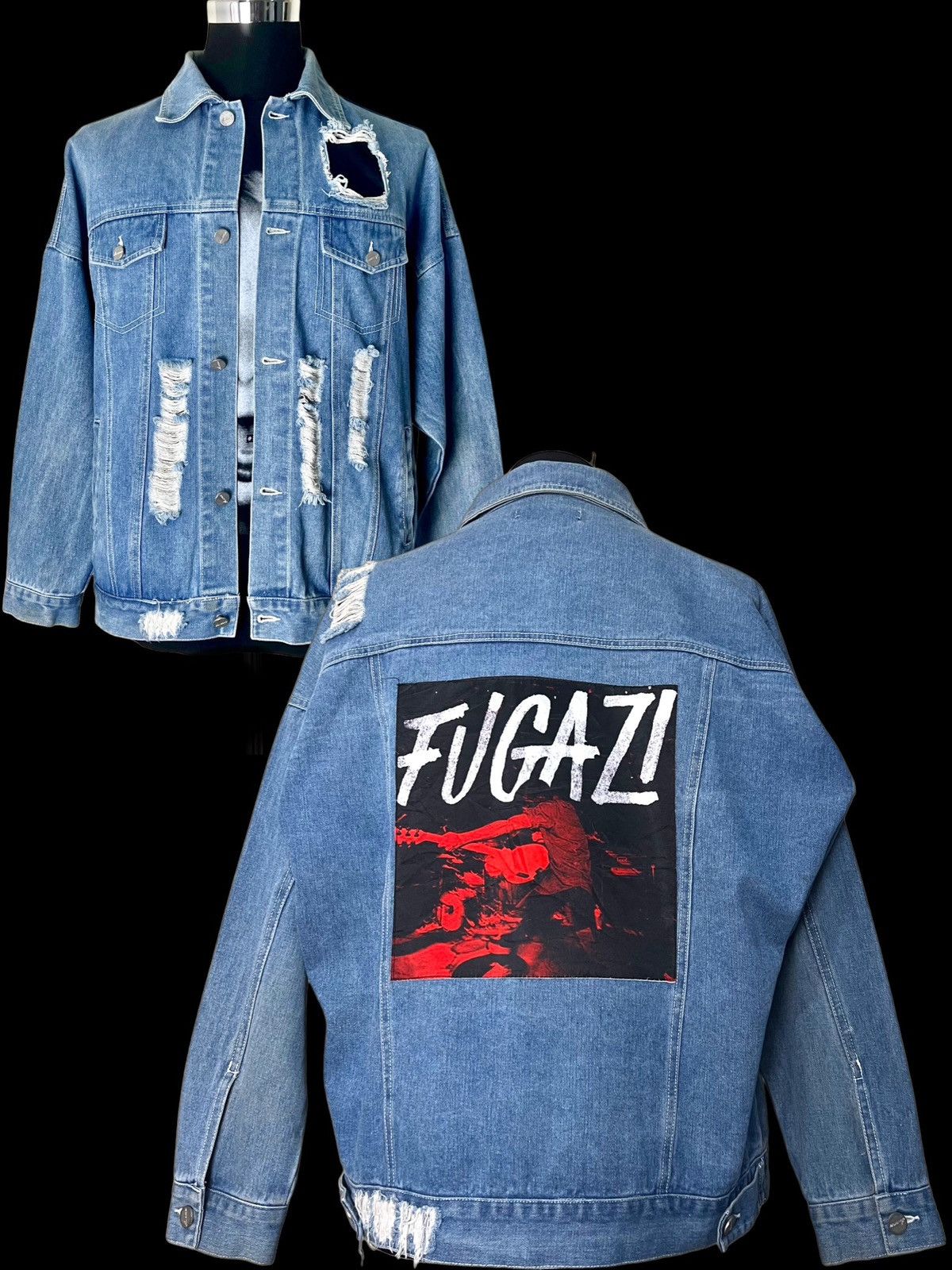 Fugazi 🔥HOT ITEM🔥 FUGAZI DISTRESSED DENIM JACKET Size US XL / EU 56 / 4 - 1 Thumbnail