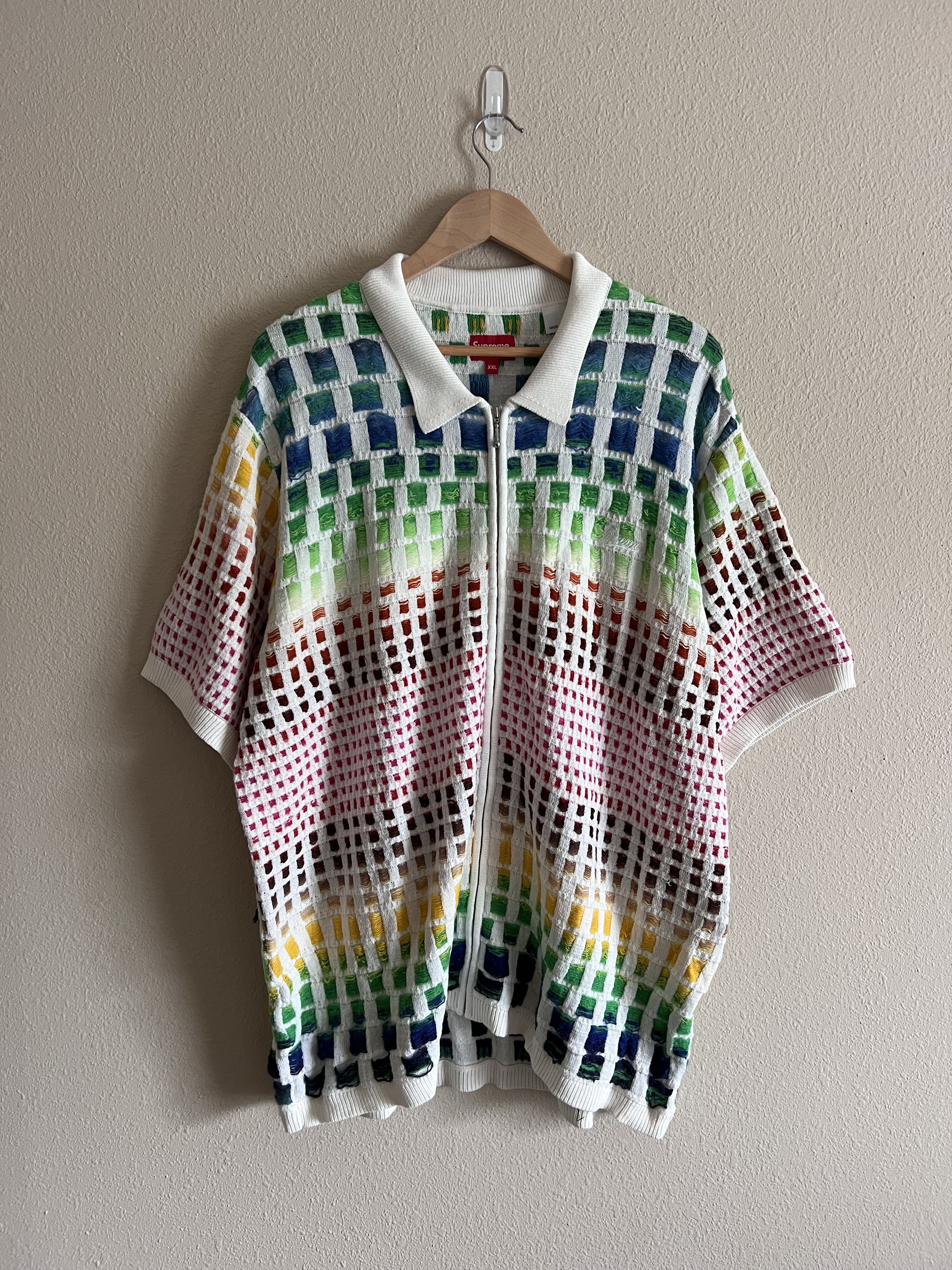 XXL Supreme Gradient Grid Zip Up Polo