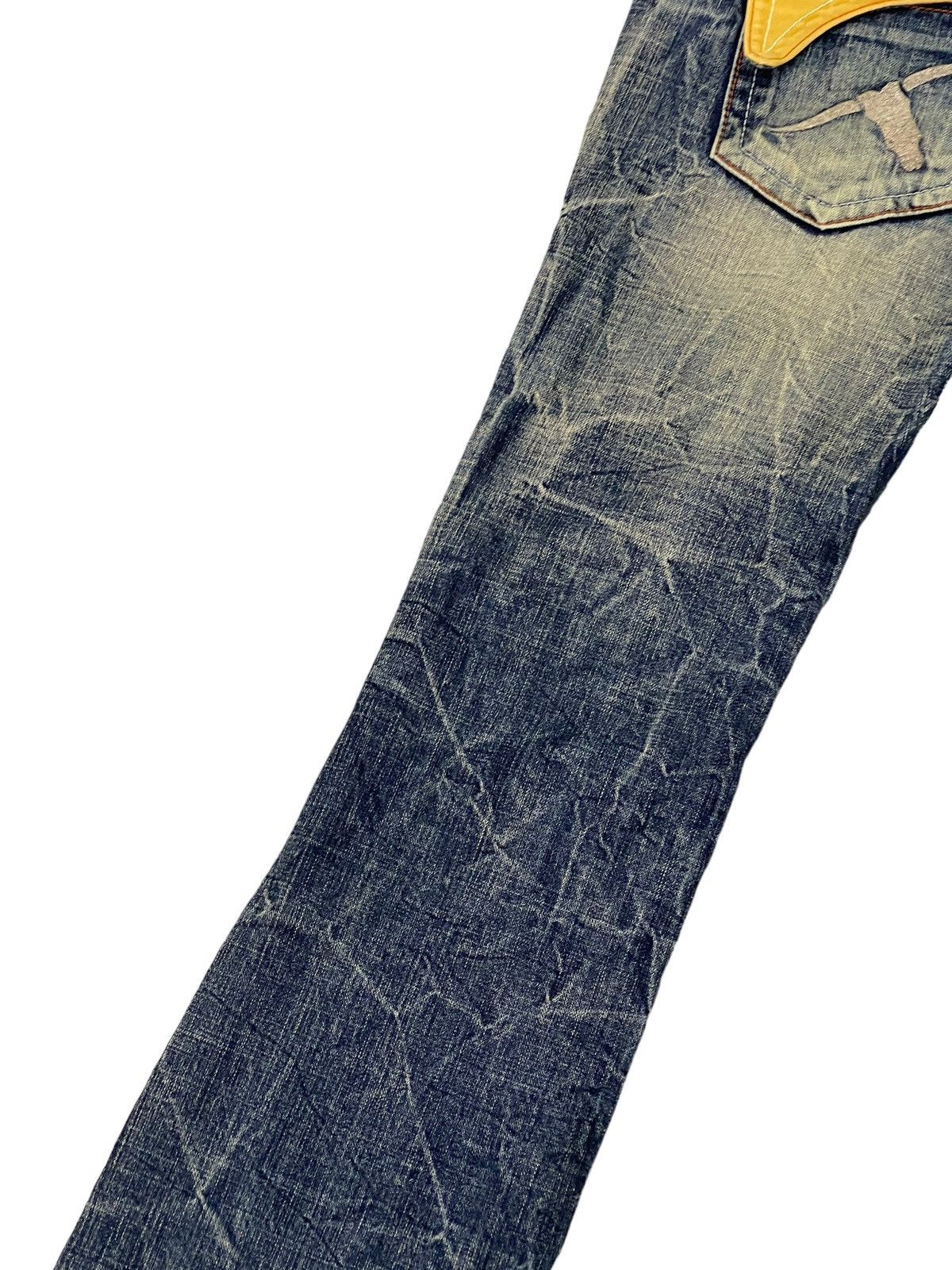 Japanese Brand Flare Jeans Ozz Pinball Distress Denim Acid Wash 1🟦8 Size US 29 - 17 Thumbnail