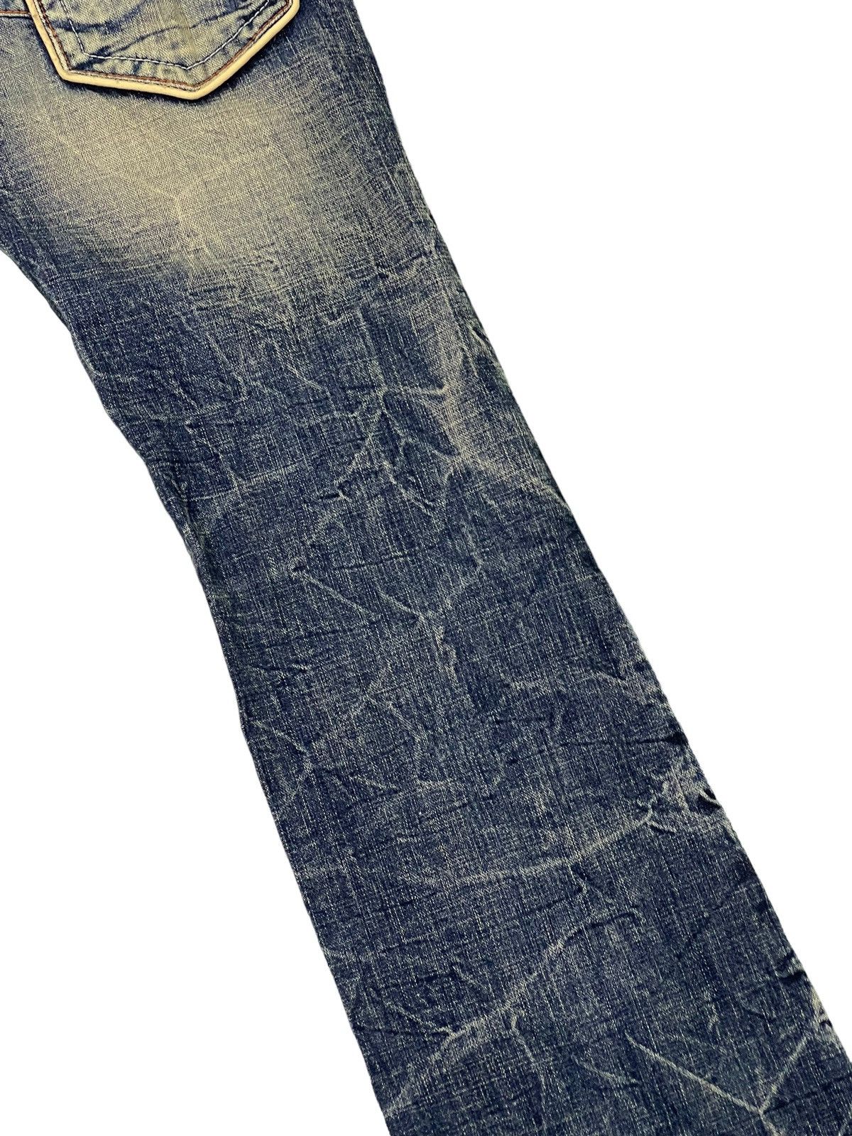 Japanese Brand Flare Jeans Ozz Pinball Distress Denim Acid Wash 1🟦8 Size US 29 - 18 Thumbnail