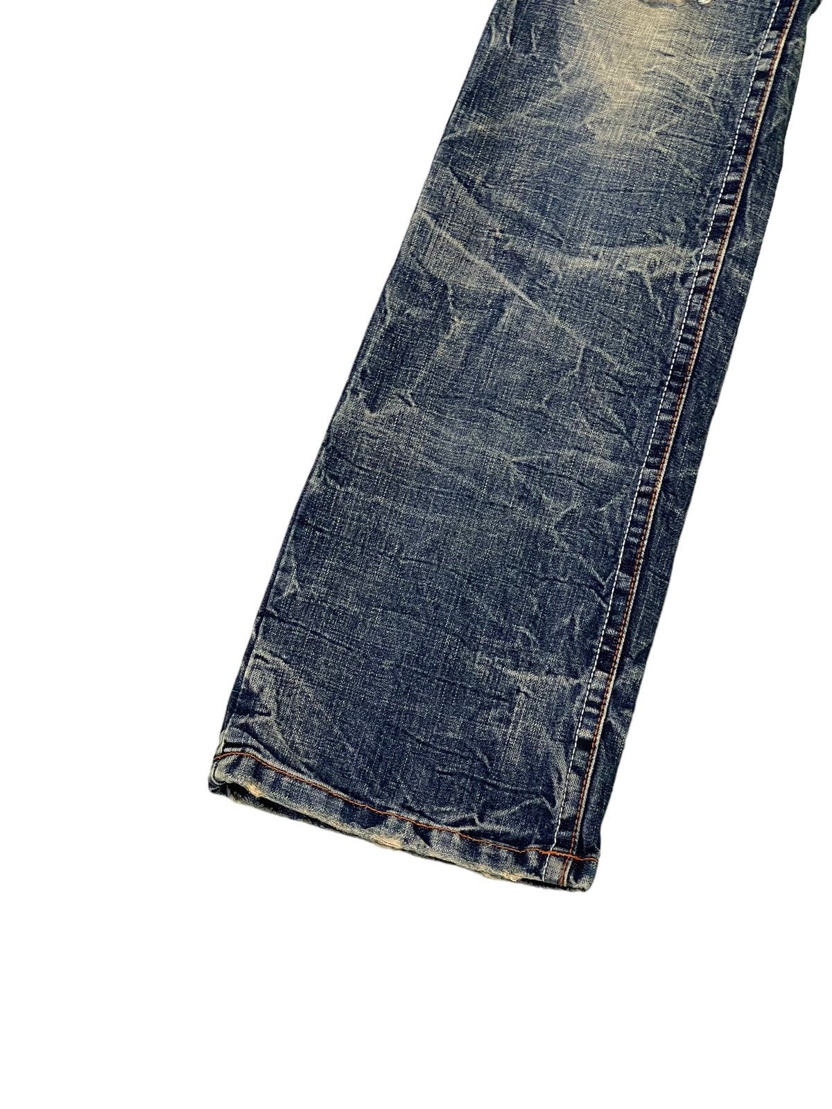 Japanese Brand Flare Jeans Ozz Pinball Distress Denim Acid Wash 1🟦8 Size US 29 - 5 Thumbnail