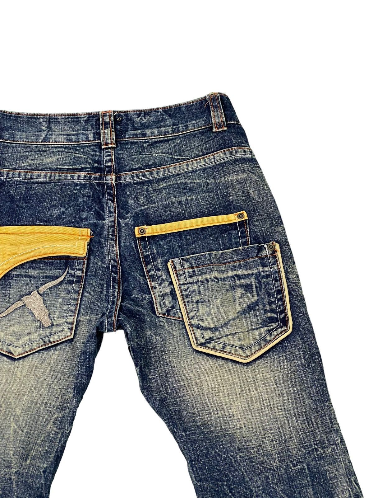 Japanese Brand Flare Jeans Ozz Pinball Distress Denim Acid Wash 1🟦8 Size US 29 - 20 Thumbnail