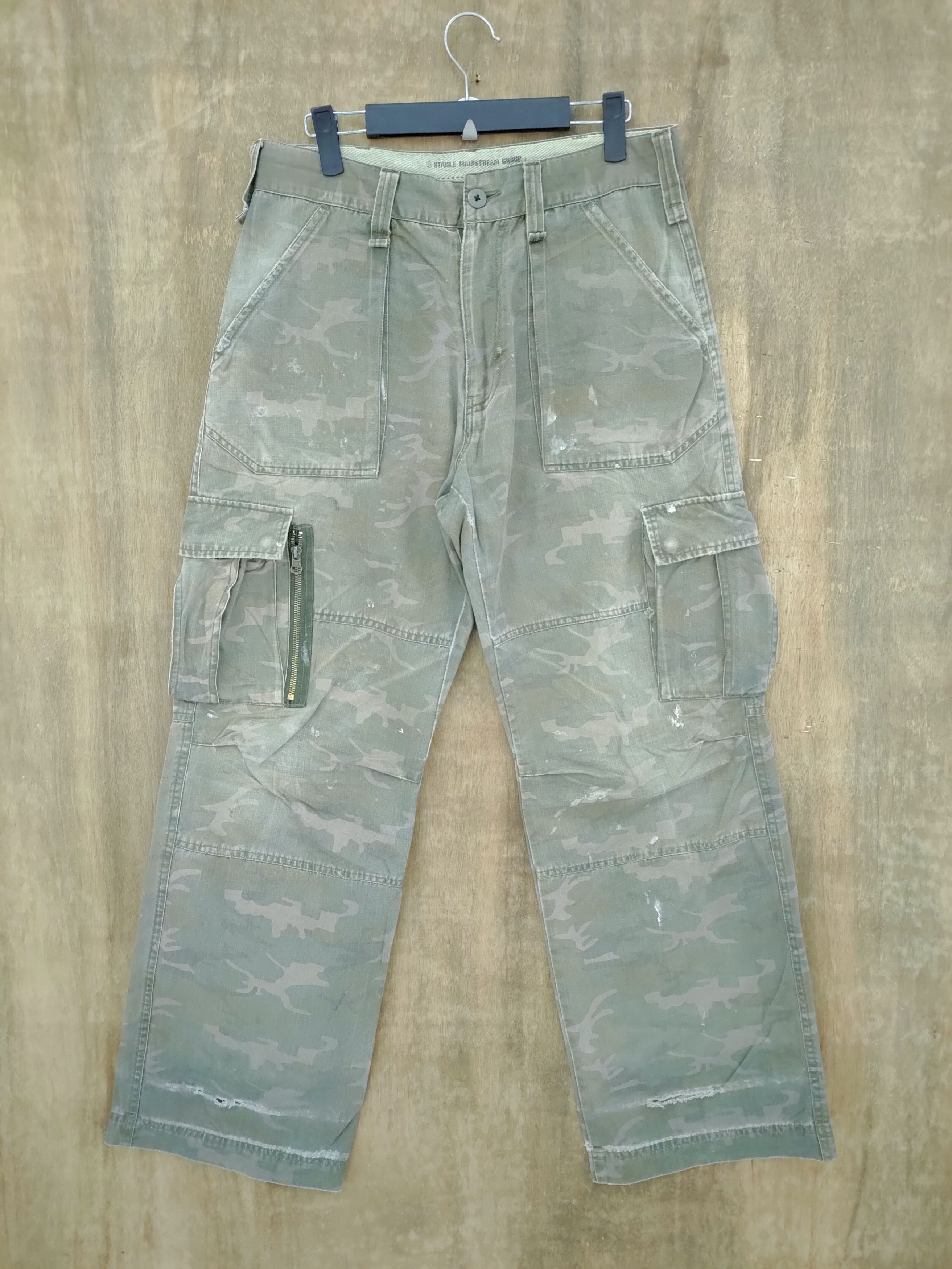 Pre-owned Camo X Military Stable Mainstream Camo Faded Baggy Cargo Pants