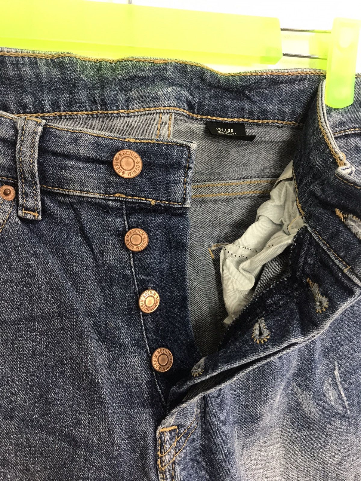 H&M × Vintage H&M Denim Skinny Cut Style Pants Buttonfly Distressed Denim Size US 29 - 4 Thumbnail