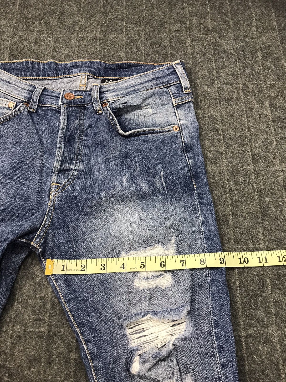 H&M × Vintage H&M Denim Skinny Cut Style Pants Buttonfly Distressed Denim Size US 29 - 15 Thumbnail