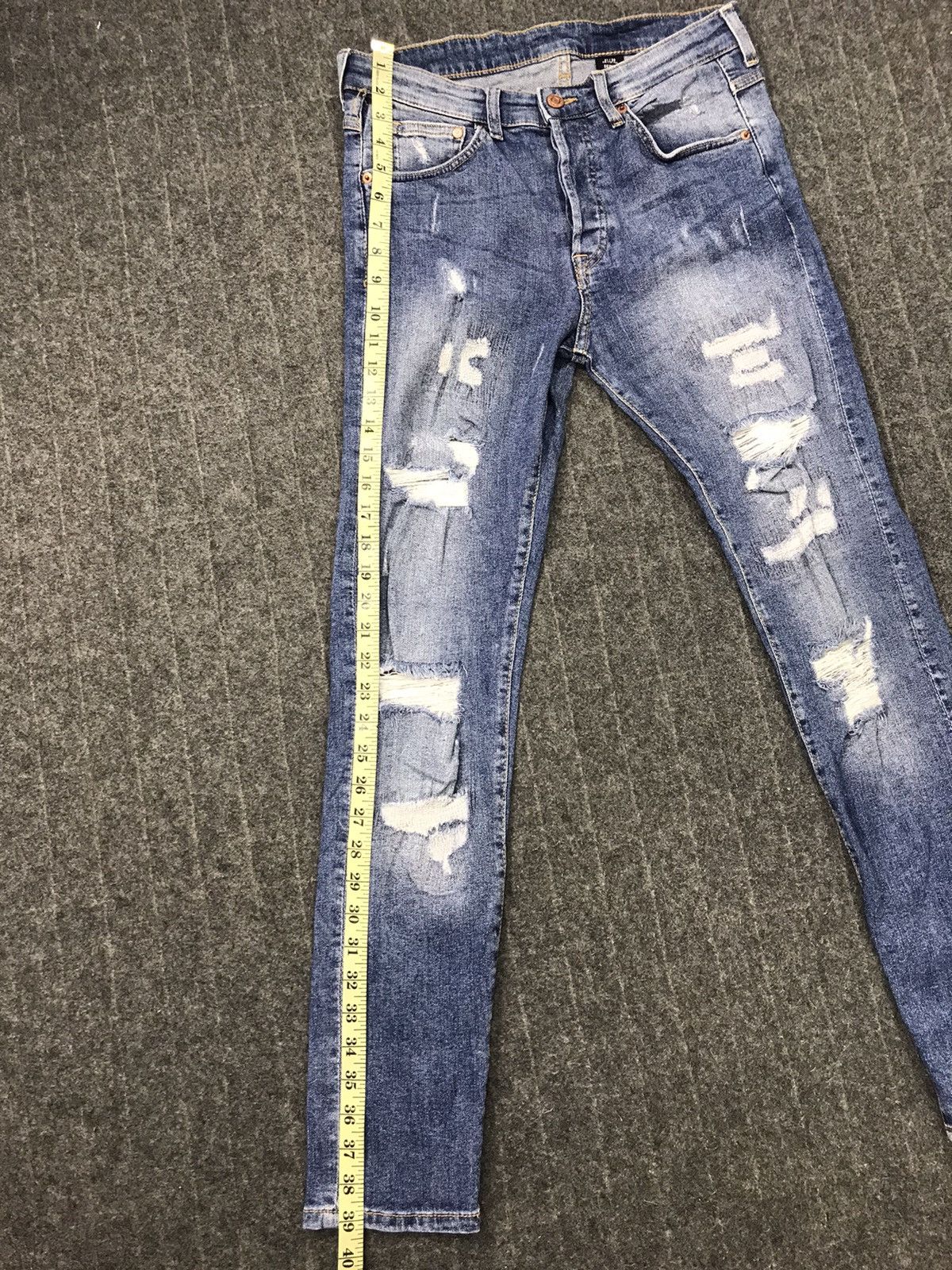H&M × Vintage H&M Denim Skinny Cut Style Pants Buttonfly Distressed Denim Size US 29 - 12 Thumbnail