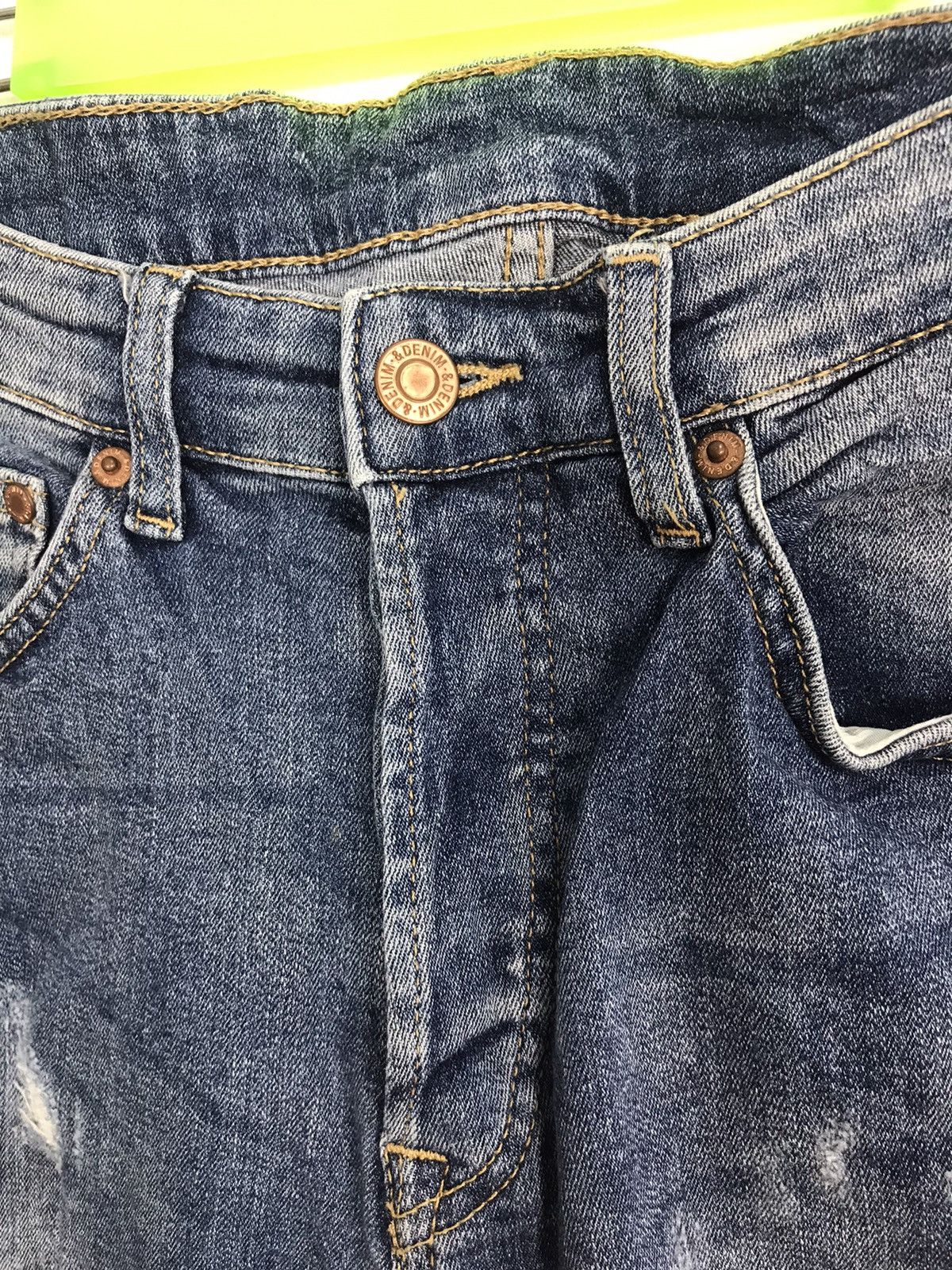 H&M × Vintage H&M Denim Skinny Cut Style Pants Buttonfly Distressed Denim Size US 29 - 3 Thumbnail