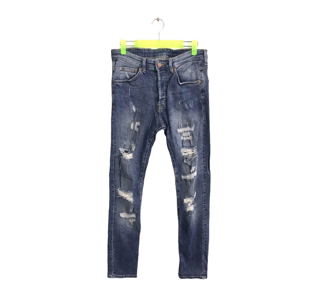H&M × Vintage H&M Denim Skinny Cut Style Pants Buttonfly Distressed Denim Size US 29 - 1 Thumbnail