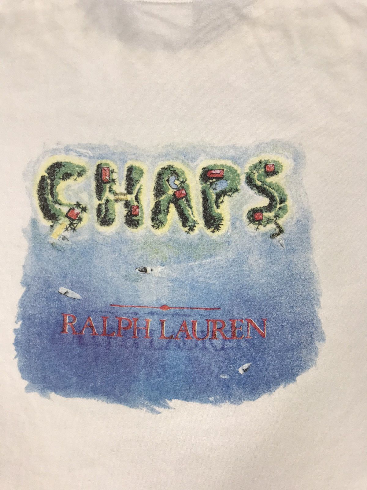 Chaps Ralph Lauren × Ralph Lauren × Vintage Chaps Ralph Lauren Island Paradise Spell Out Tee Size US M / EU 48-50 / 2 - 2 Thumbnail