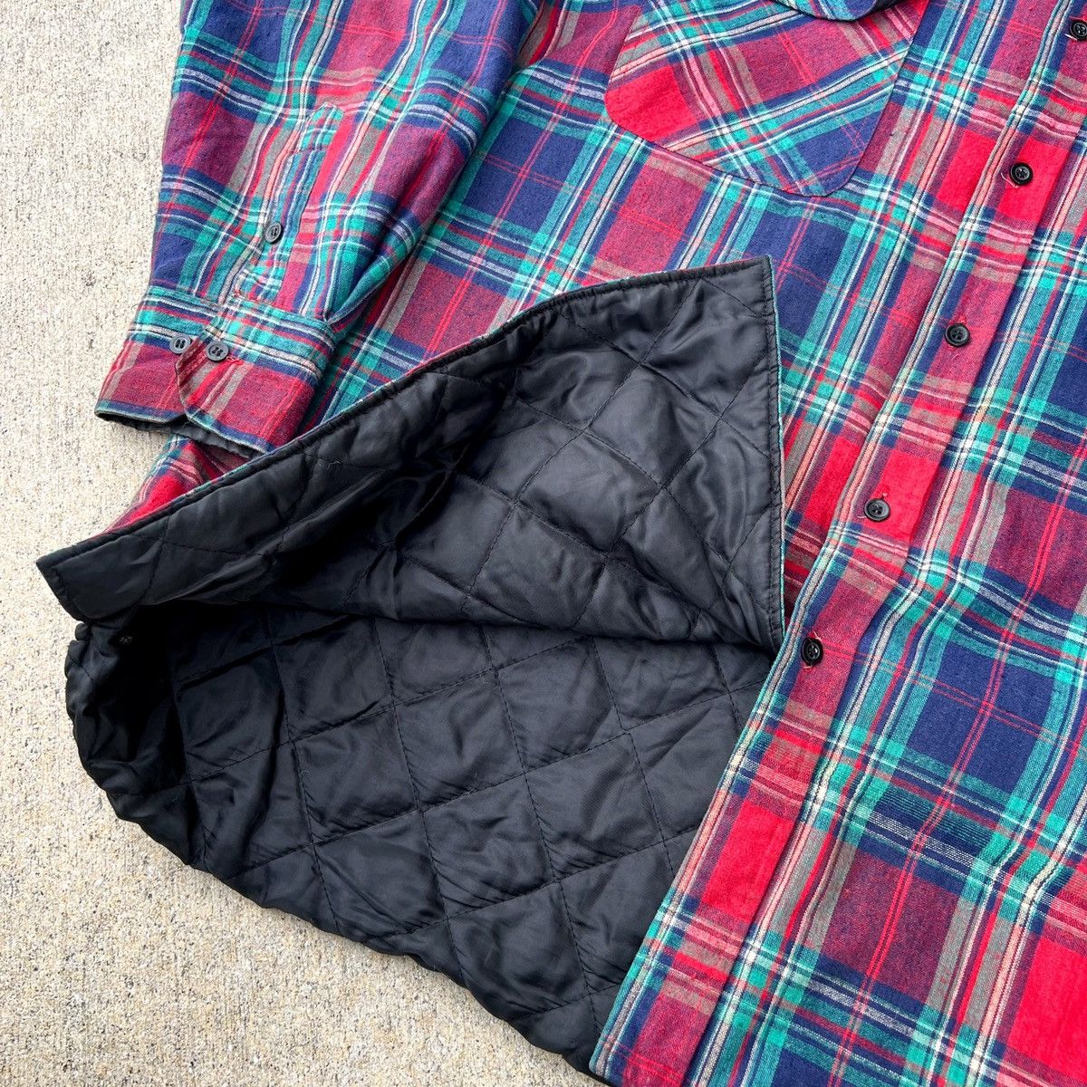 Flannel × Vintage Vintage 90s Insulated Flannel Workwear Plaid Shirt Jacket Size US XL / EU 56 / 4 - 4 Thumbnail