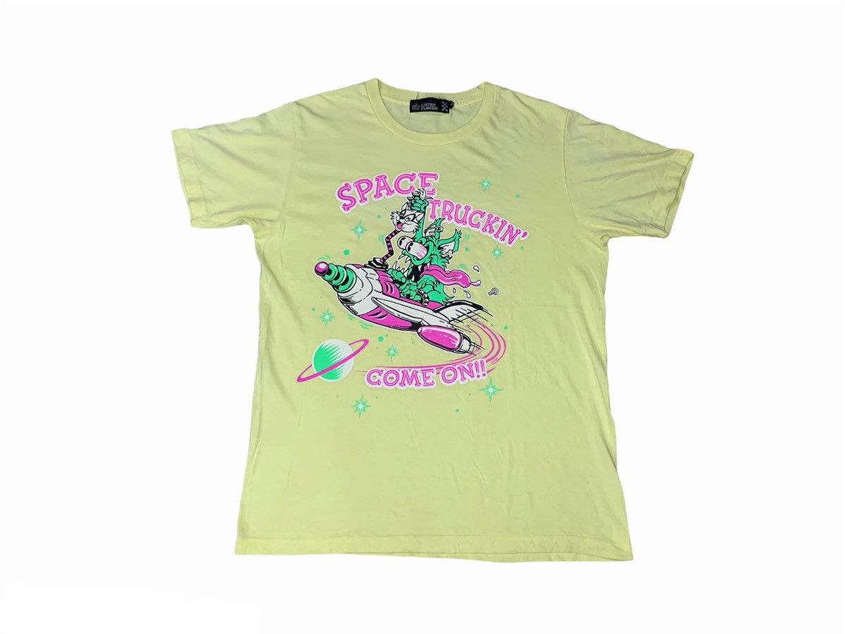 image of Listen Flavour Space Truckin Come On Tshirt in Yellow, Men's (Size Large)