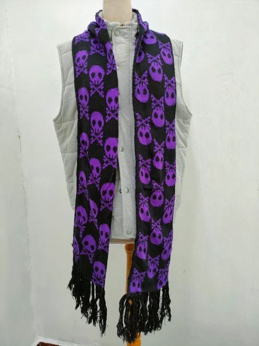 Japanese Brand LOHL Long Scarves Purple Skulls Winter Season Size ONE SIZE - 2 Thumbnail