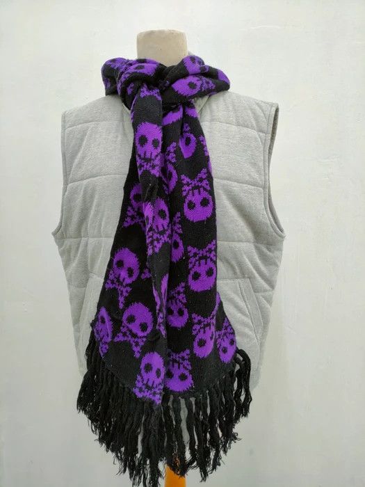 Japanese Brand LOHL Long Scarves Purple Skulls Winter Season Size ONE SIZE - 1 Thumbnail