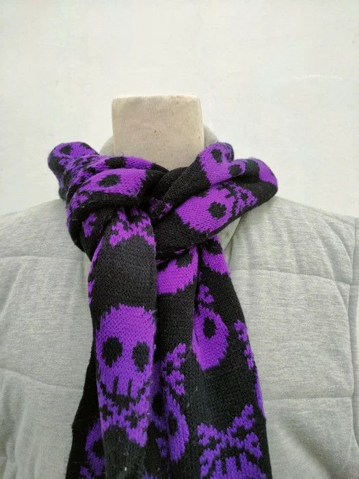 Japanese Brand LOHL Long Scarves Purple Skulls Winter Season Size ONE SIZE - 5 Thumbnail