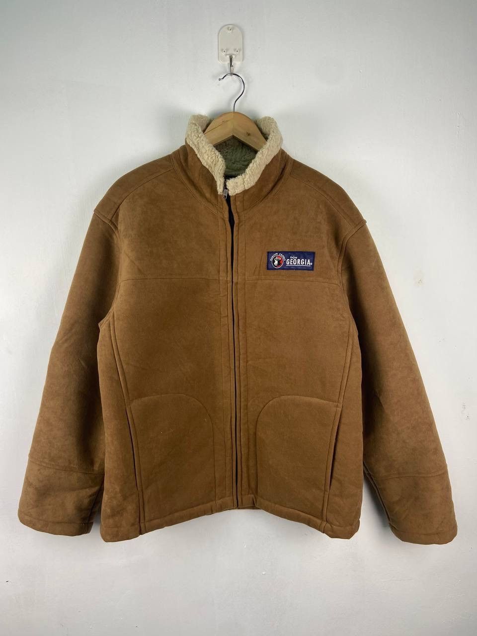 Japanese Brand Vintage Georgia Coffee Sherpa Jacket Brown Winter Size US L / EU 52-54 / 3 - 1 Thumbnail