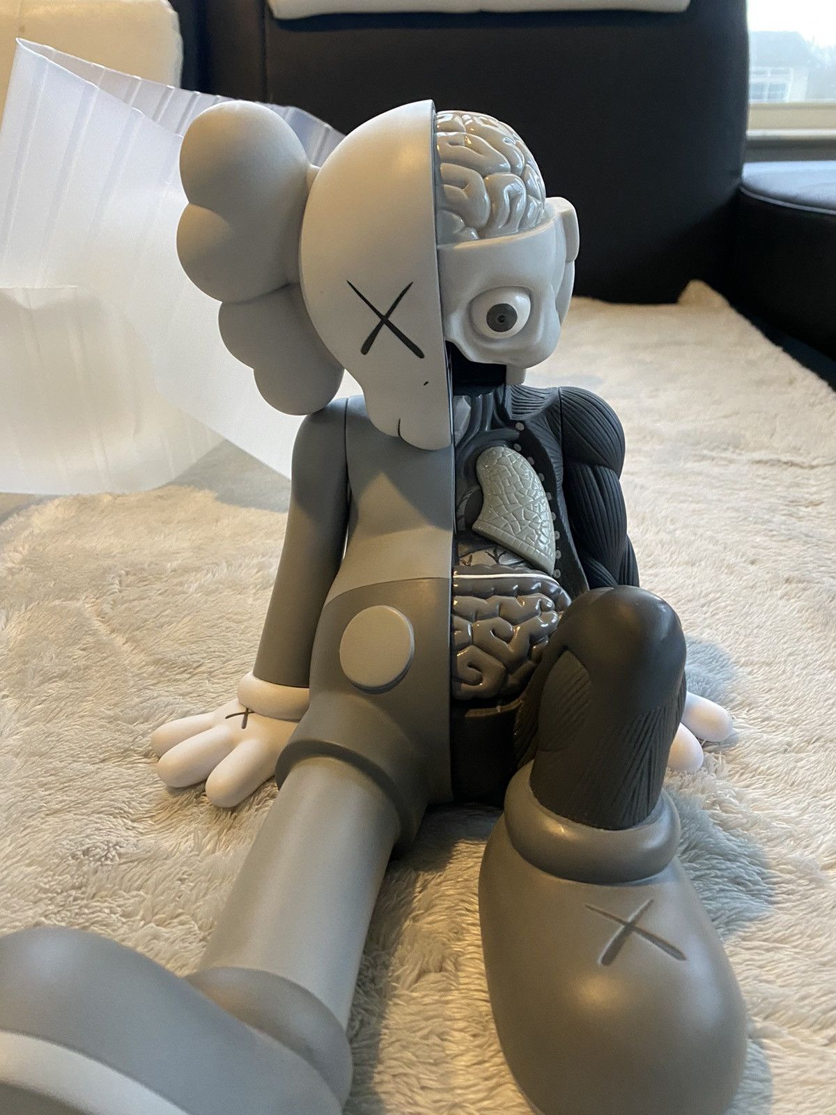 Pre-owned Kaws X Original Fake Kaws Resting Place Companion Grey Mono 100% Authentic