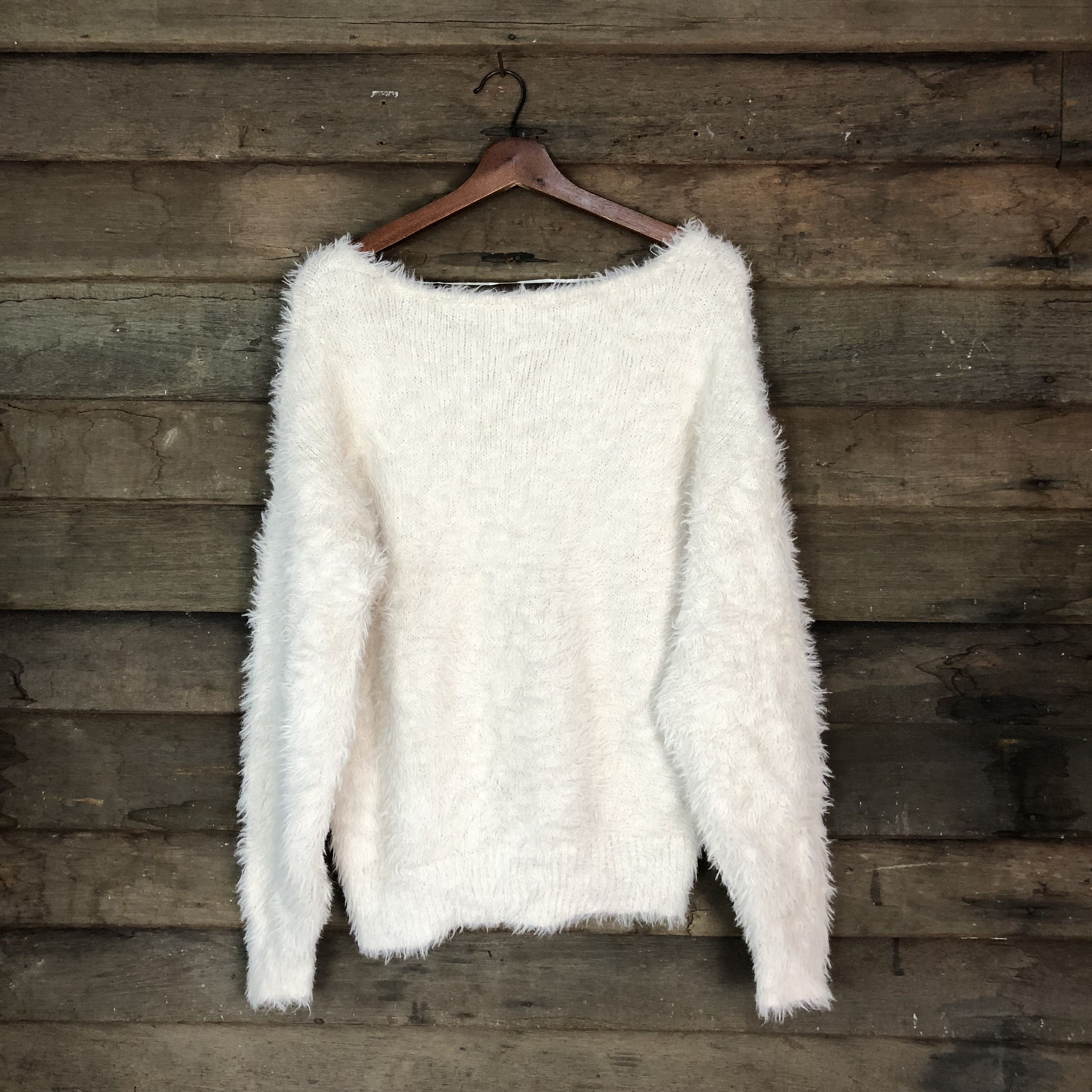 Homespun Knitwear GU White Shag Shaggy Fur Mohair Knitwear #6718 Size US XL / EU 56 / 4 - 9 Thumbnail