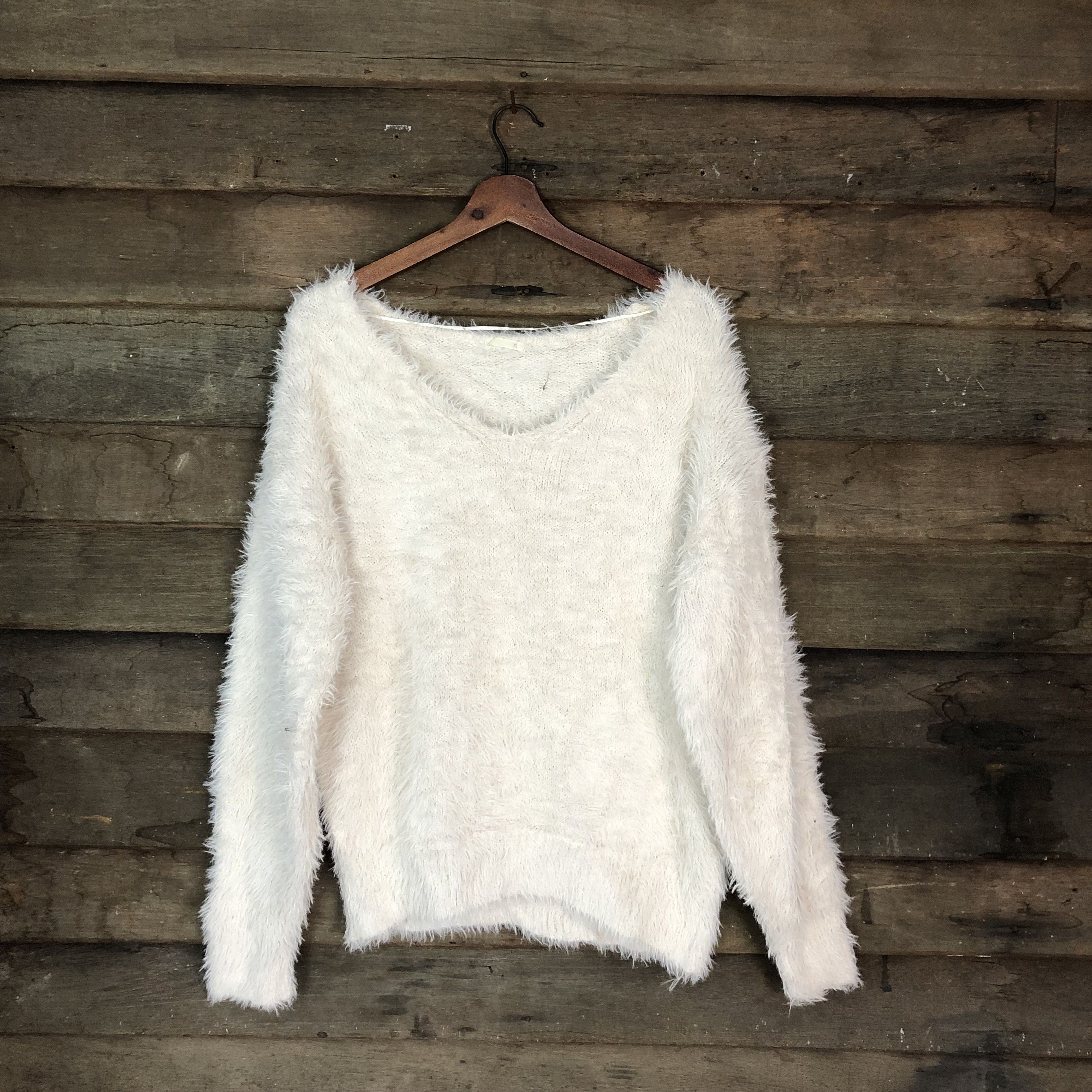 Homespun Knitwear GU White Shag Shaggy Fur Mohair Knitwear #6718 Size US XL / EU 56 / 4 - 1 Thumbnail