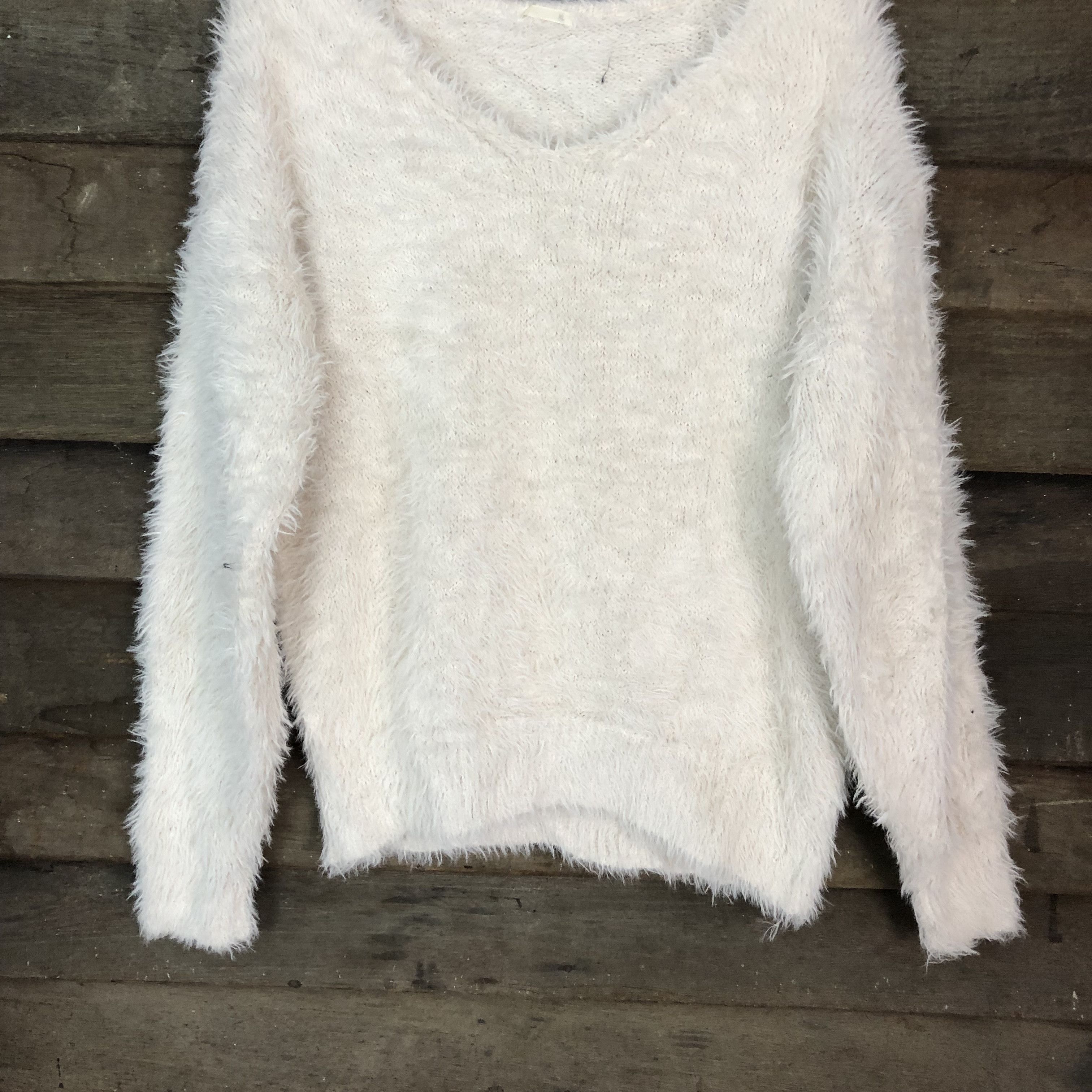 Homespun Knitwear GU White Shag Shaggy Fur Mohair Knitwear #6718 Size US XL / EU 56 / 4 - 3 Thumbnail