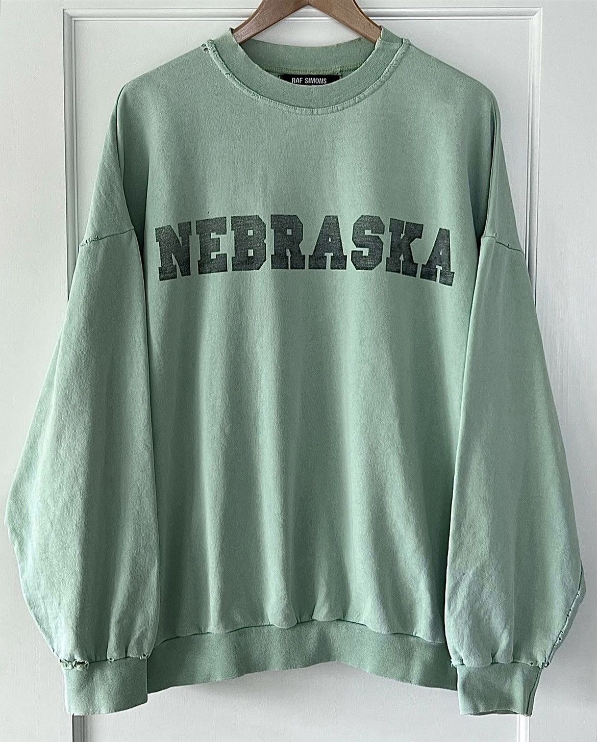 Sweat Raf Simons Nebraska - Taille L - Vert - Col Rond - Occasion Très Bon état