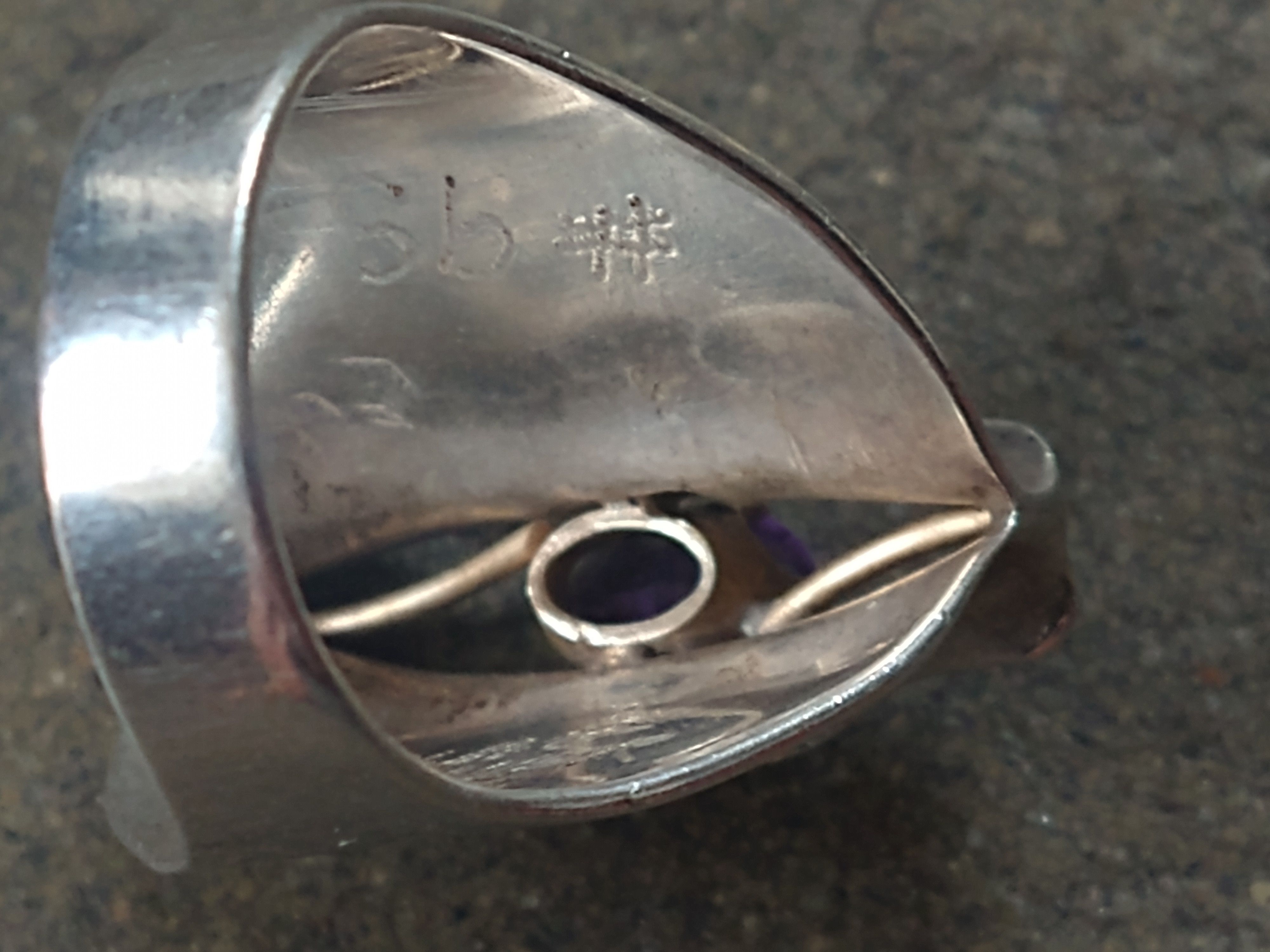 Jewelry × Vintage Vintage Sterling Silver Ring Amethyst Size 9.25 Modern Size ONE SIZE - 10 Thumbnail