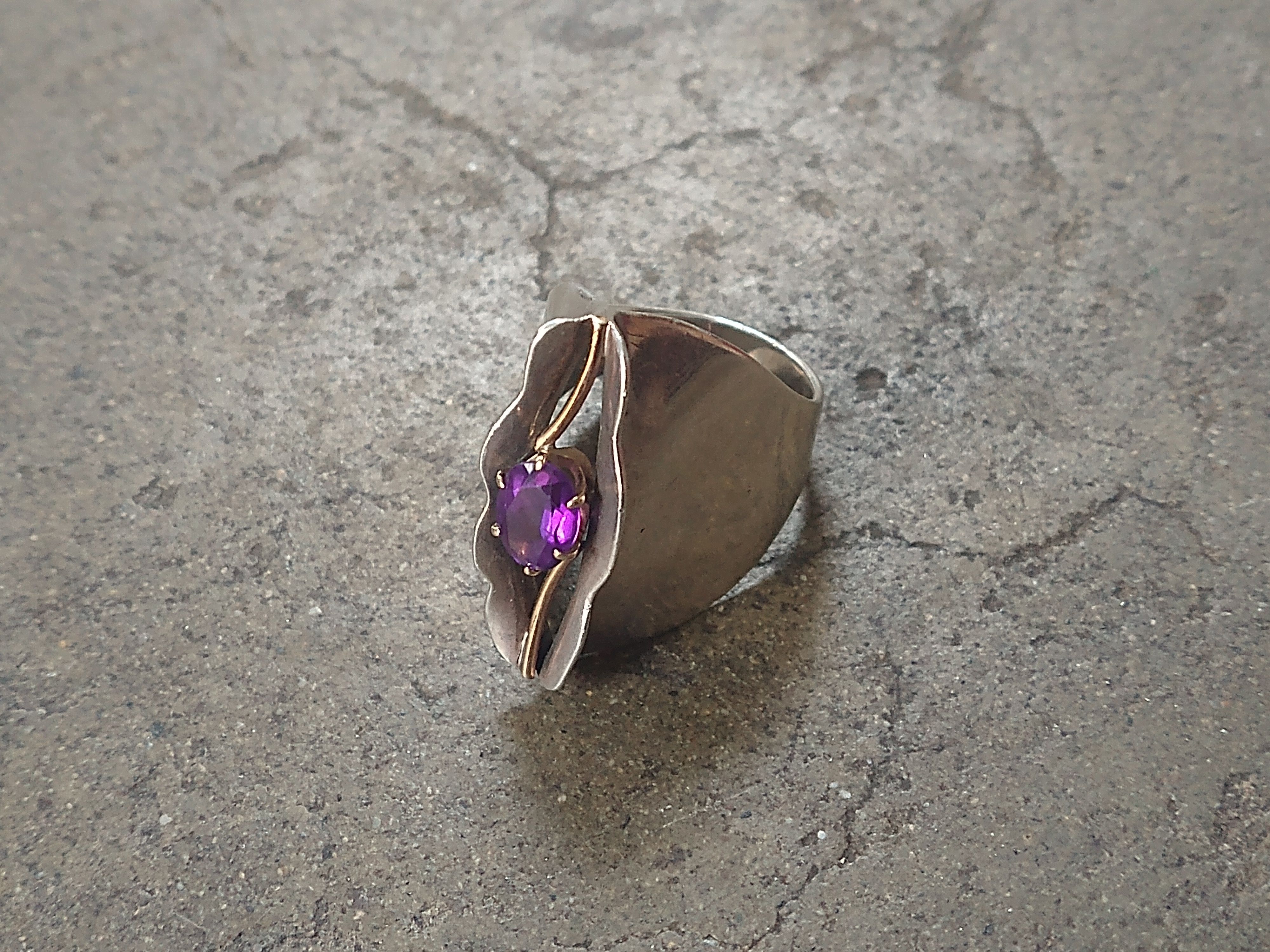 Jewelry × Vintage Vintage Sterling Silver Ring Amethyst Size 9.25 Modern Size ONE SIZE - 1 Thumbnail