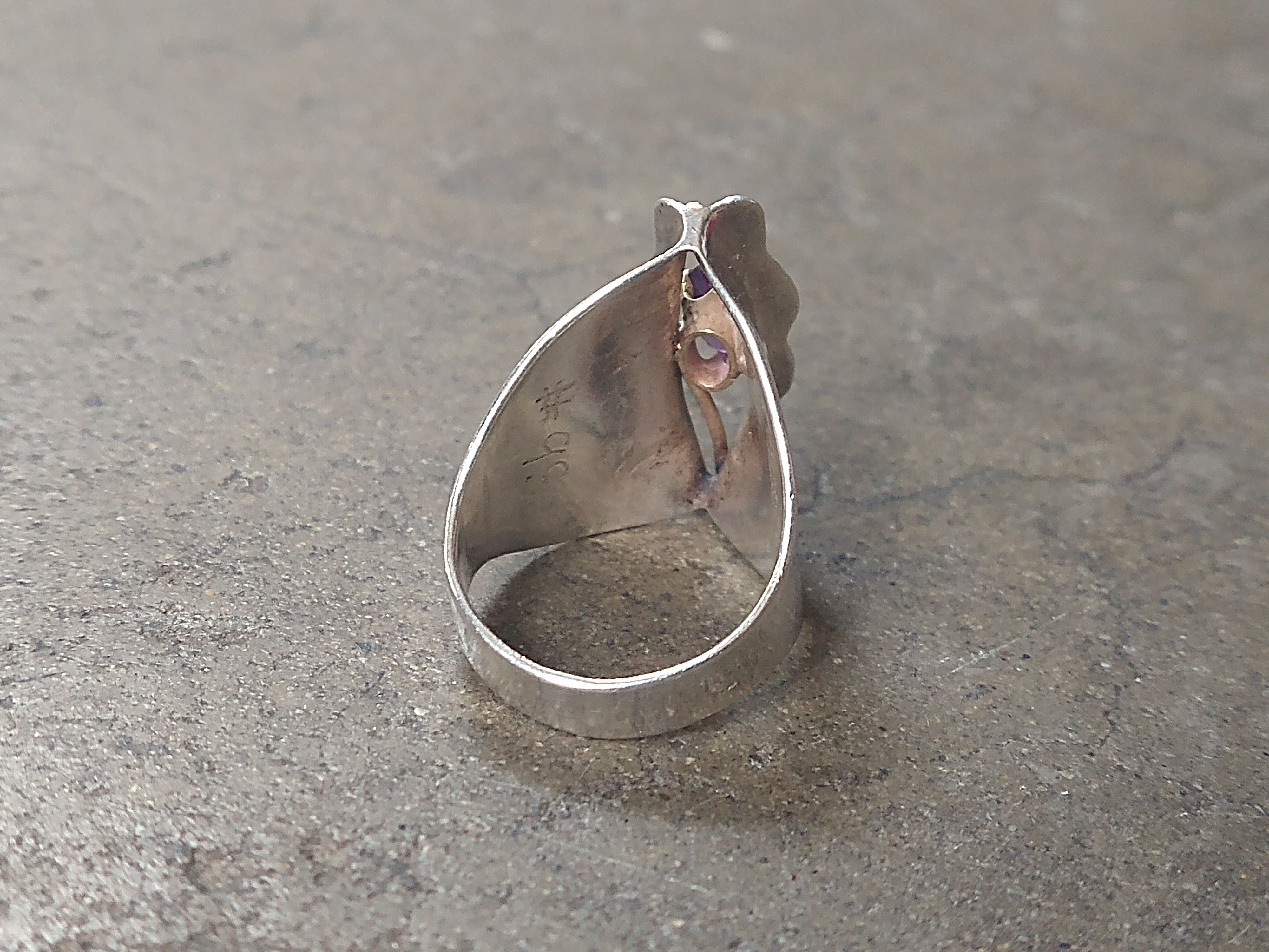 Jewelry × Vintage Vintage Sterling Silver Ring Amethyst Size 9.25 Modern Size ONE SIZE - 8 Thumbnail