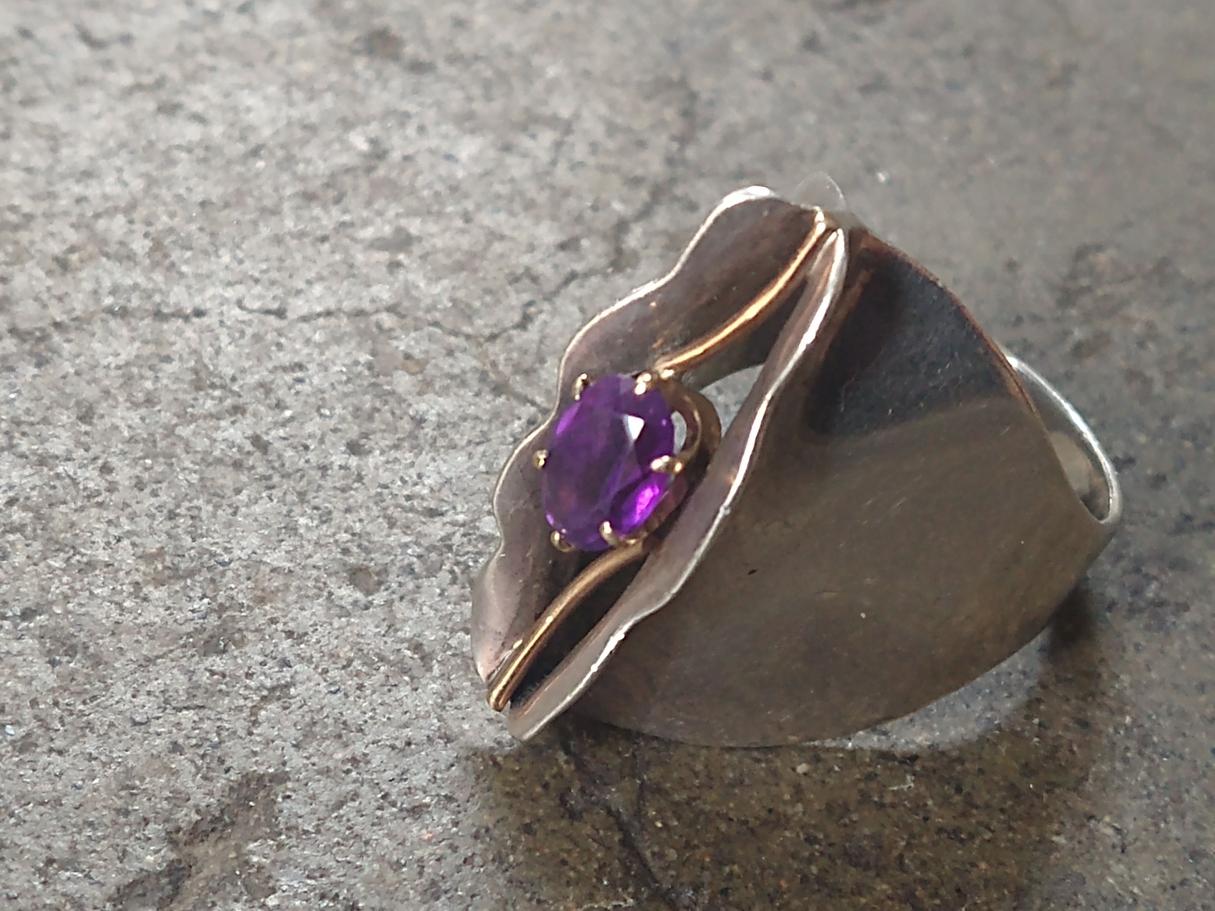 Jewelry × Vintage Vintage Sterling Silver Ring Amethyst Size 9.25 Modern Size ONE SIZE - 4 Thumbnail