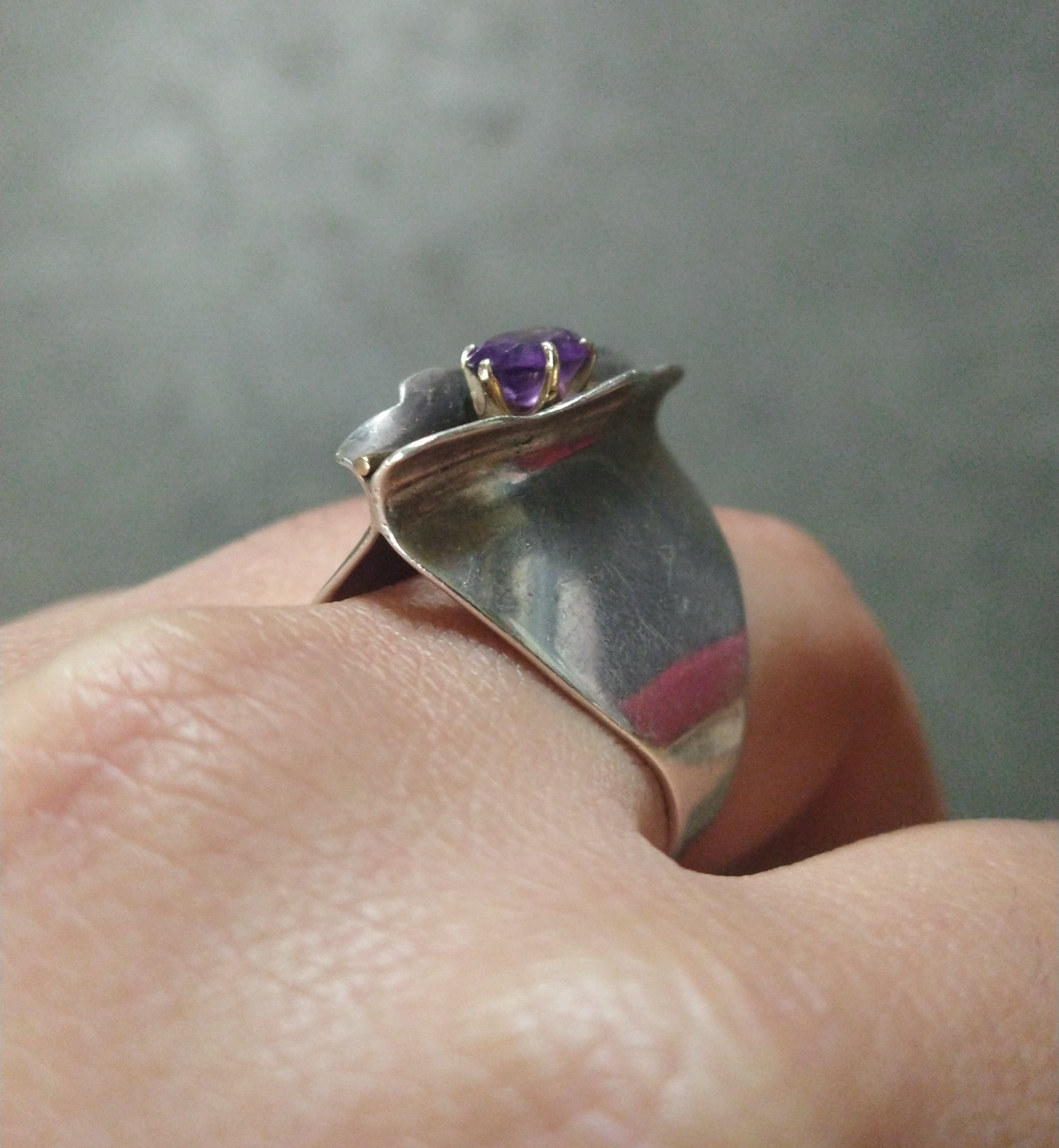 Jewelry × Vintage Vintage Sterling Silver Ring Amethyst Size 9.25 Modern Size ONE SIZE - 15 Thumbnail