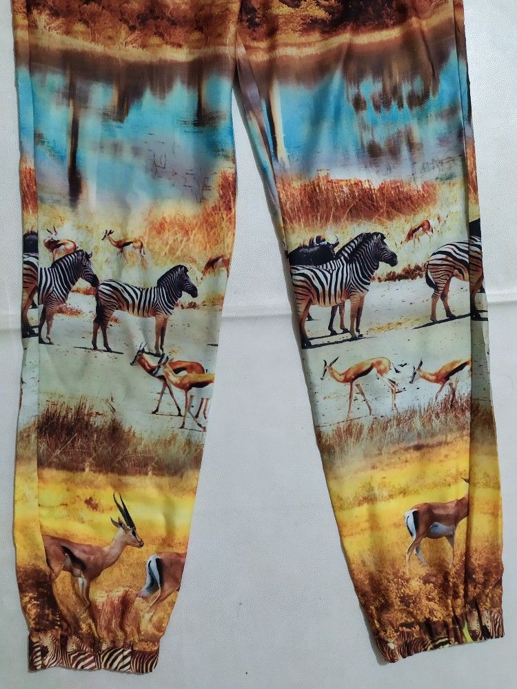 Designer Pinko Fullprint Art Horses and Forest Pants Size 27" / US 4 / IT 40 - 3 Thumbnail