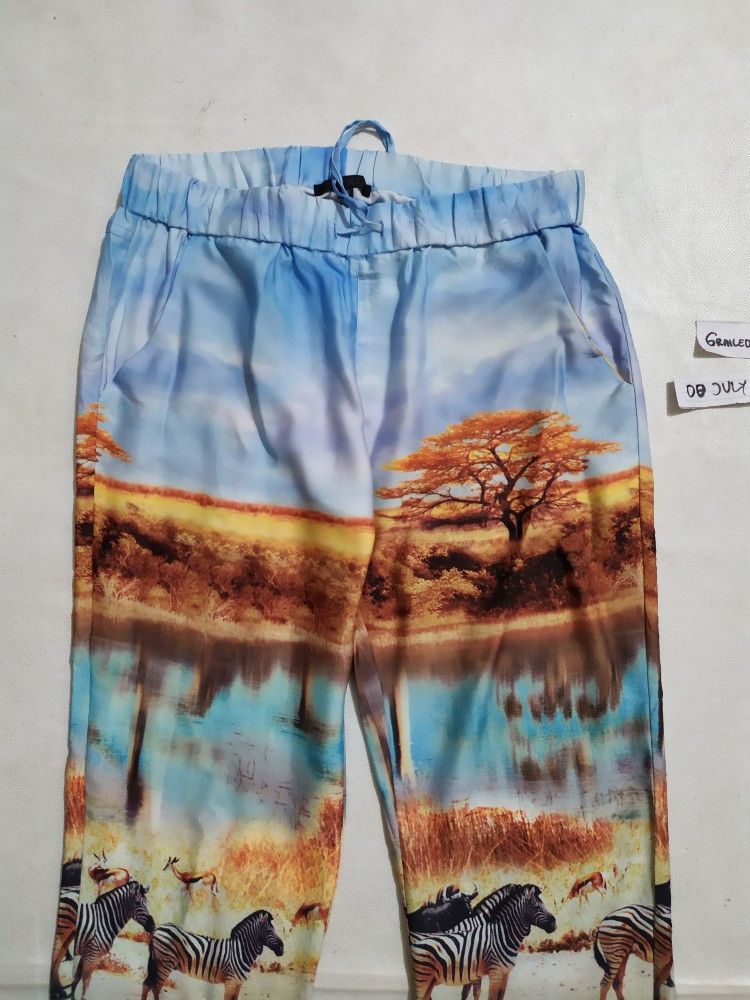 Designer Pinko Fullprint Art Horses and Forest Pants Size 27" / US 4 / IT 40 - 2 Thumbnail