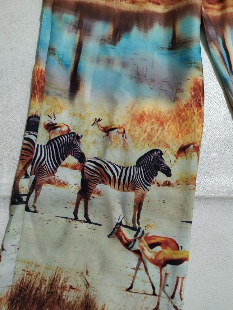 Designer Pinko Fullprint Art Horses and Forest Pants Size 27" / US 4 / IT 40 - 4 Thumbnail