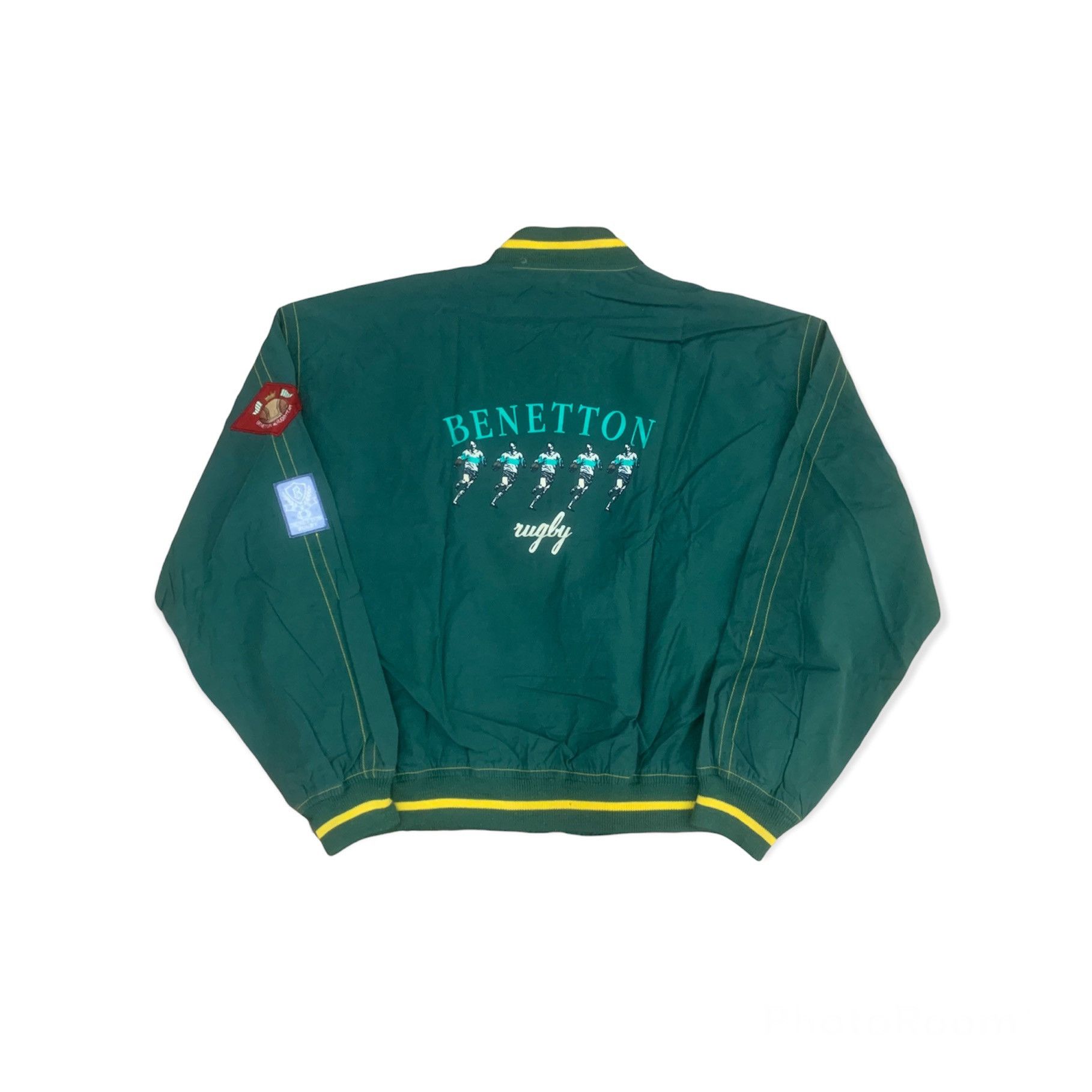 image of Vintage Benetton Rugby Jacket in Green, Men's (Size XL)