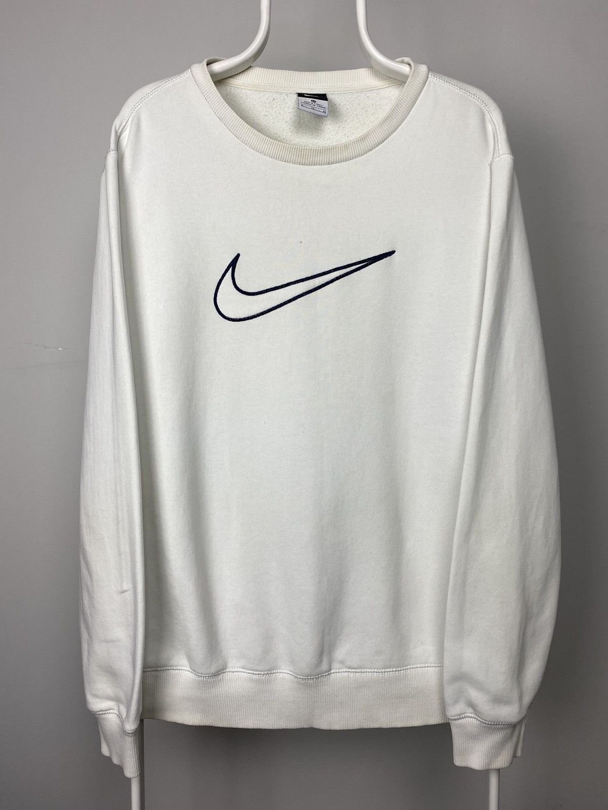 Nike × Vintage Nike big center swoosh sweatshirt white vintage style Size US XL / EU 56 / 4 - 1 Thumbnail