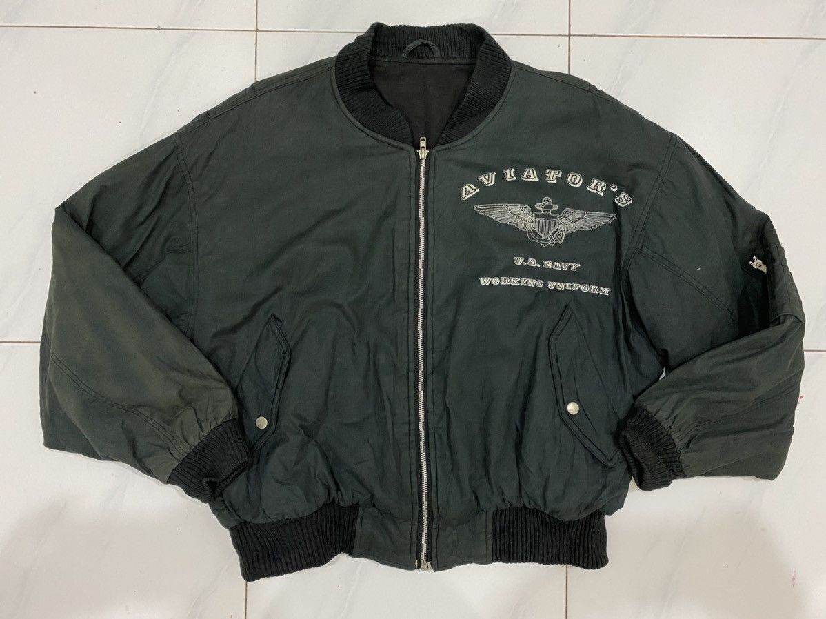 Vintage VTG Aviator US Navy Bomber Jacket Size US L / EU 52-54 / 3 - 2 Thumbnail