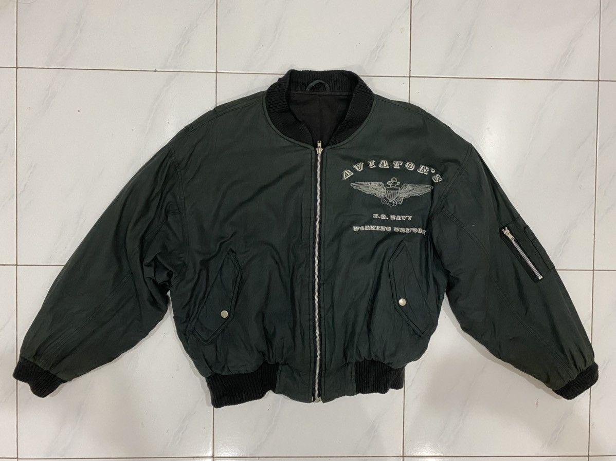 Vintage VTG Aviator US Navy Bomber Jacket Size US L / EU 52-54 / 3 - 3 Thumbnail