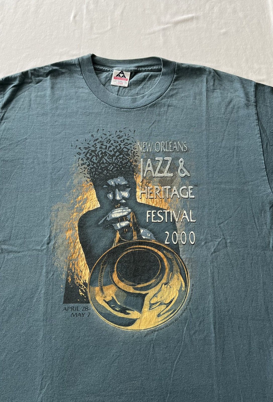 Band Tees Vintage 2000 New Orleans Jazz & Heritage Festival Blue Tee Size US L / EU 52-54 / 3 - 3 Thumbnail